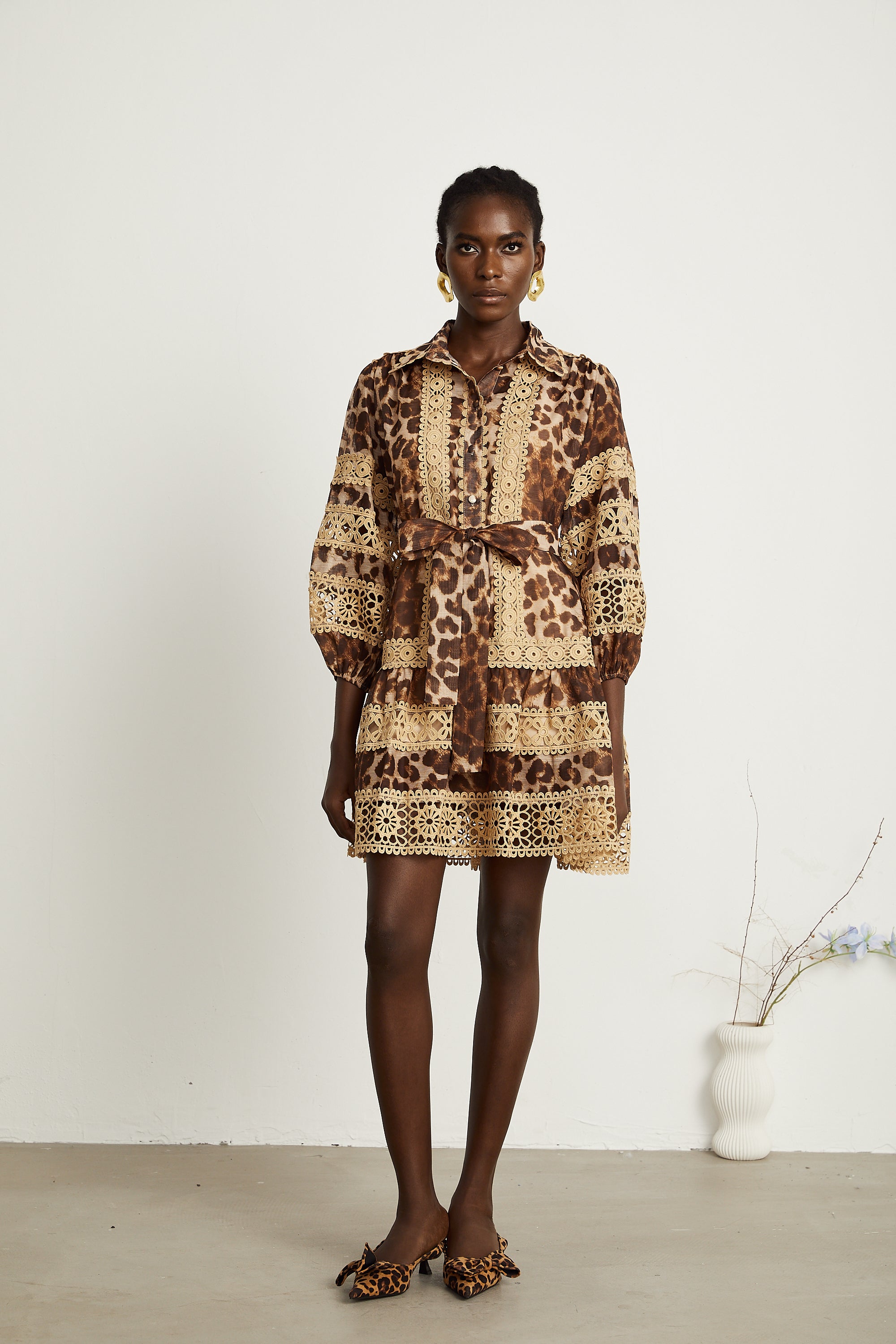 Léonor leopard-print cut-out panelled mini dress (US Only)