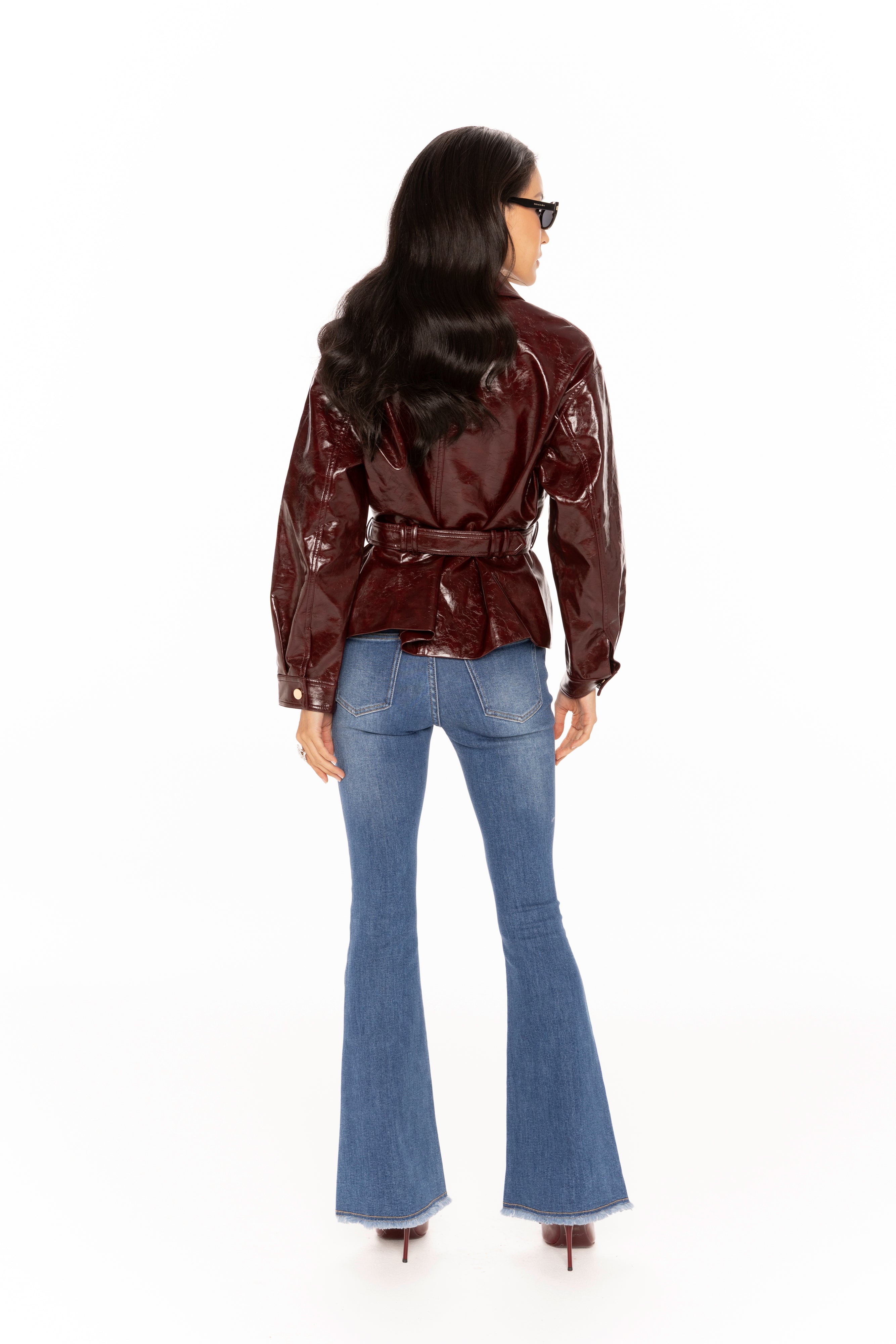 Isabella Vegan Leather Jacket (Claret)