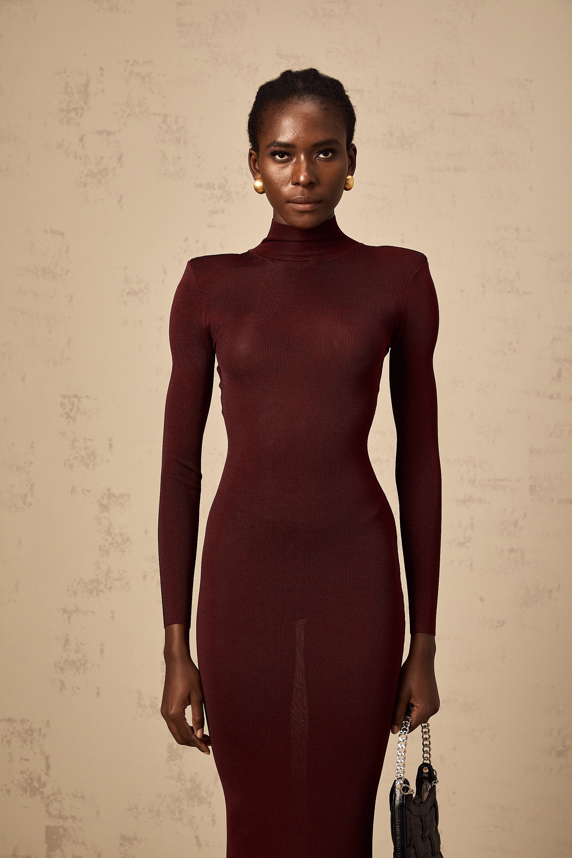 Eléa red semi-sheer knitted midi dress (Final Sale-US Only)