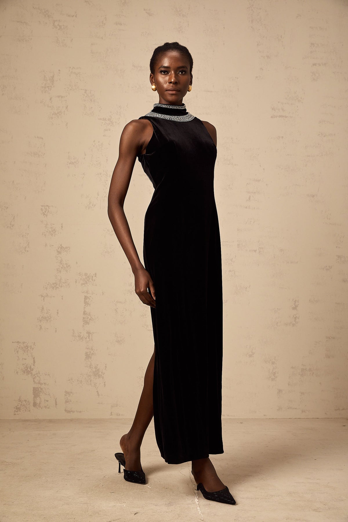 Colette black crystal-embellished velvet gown (Final Sale-US Only)