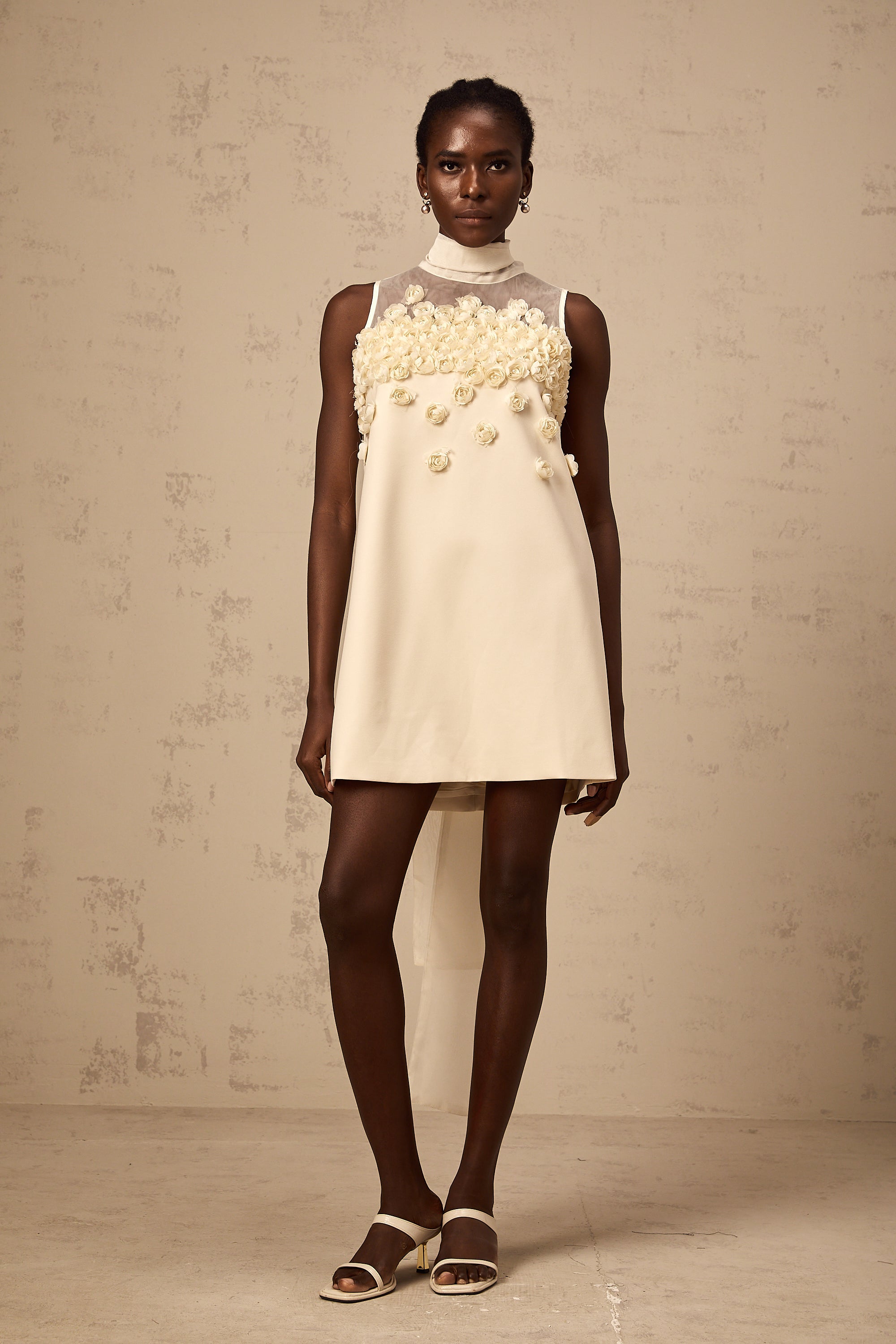 Claire faux-flower sleeveless mini dress (Final Sale-US Only)