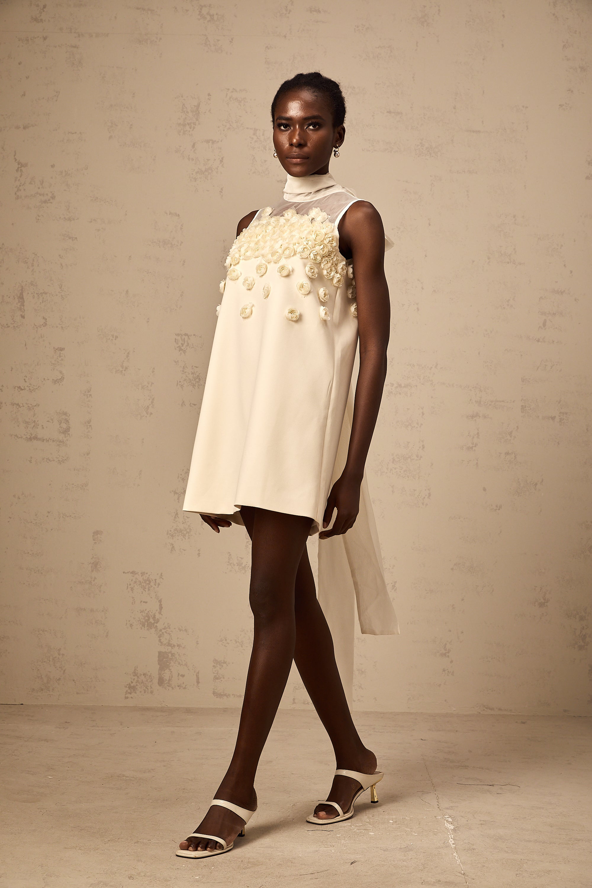 Claire faux-flower sleeveless mini dress (Final Sale-US Only)