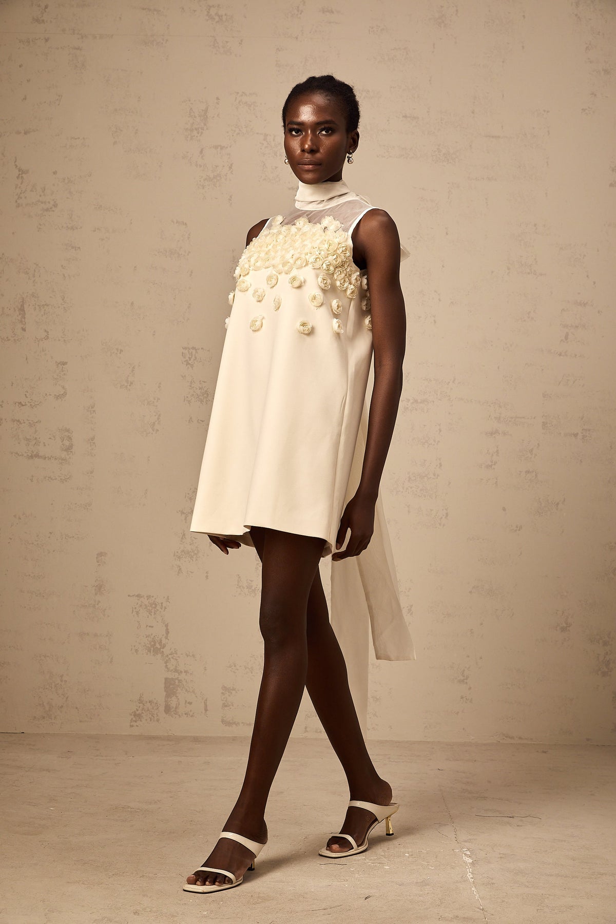 Claire faux-flower sleeveless mini dress (Final Sale-US Only)