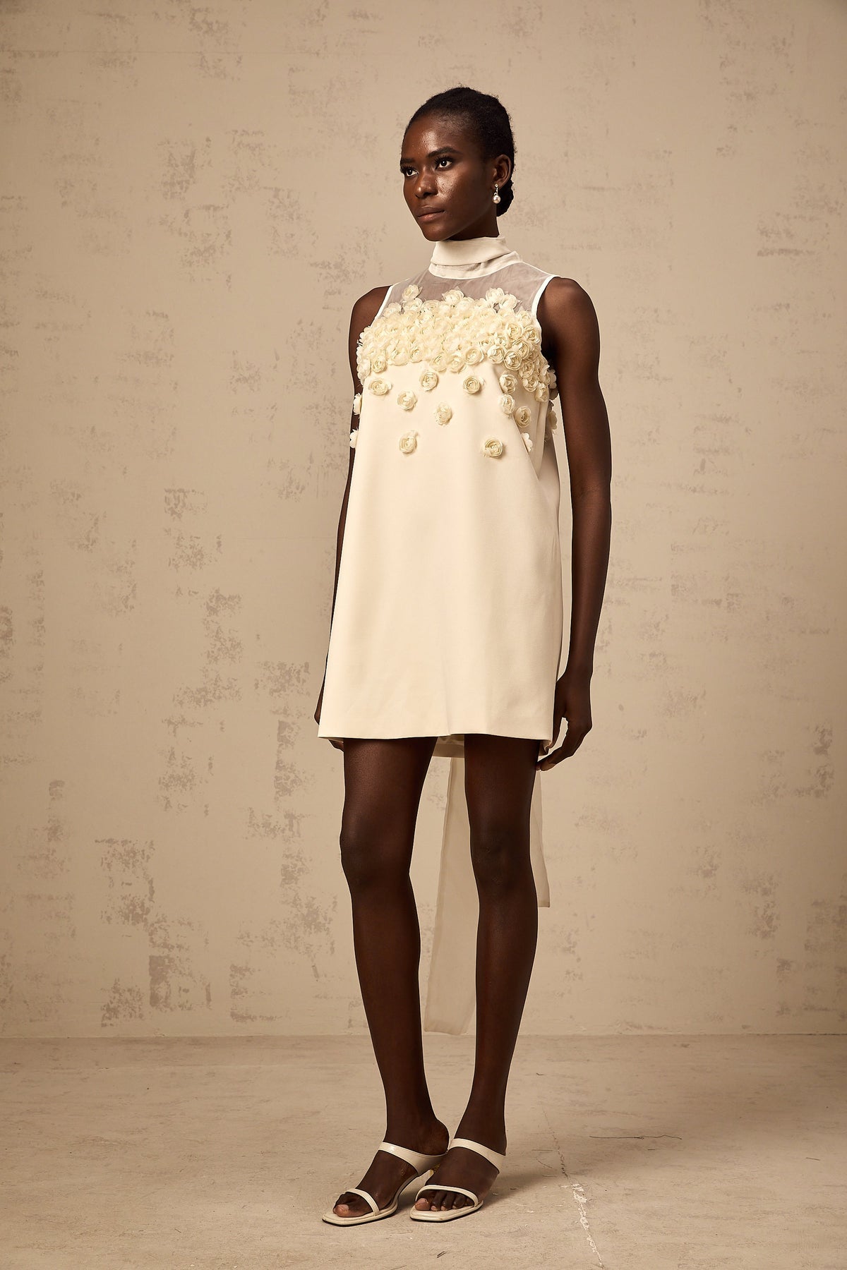 Claire faux-flower sleeveless mini dress (Final Sale-US Only)
