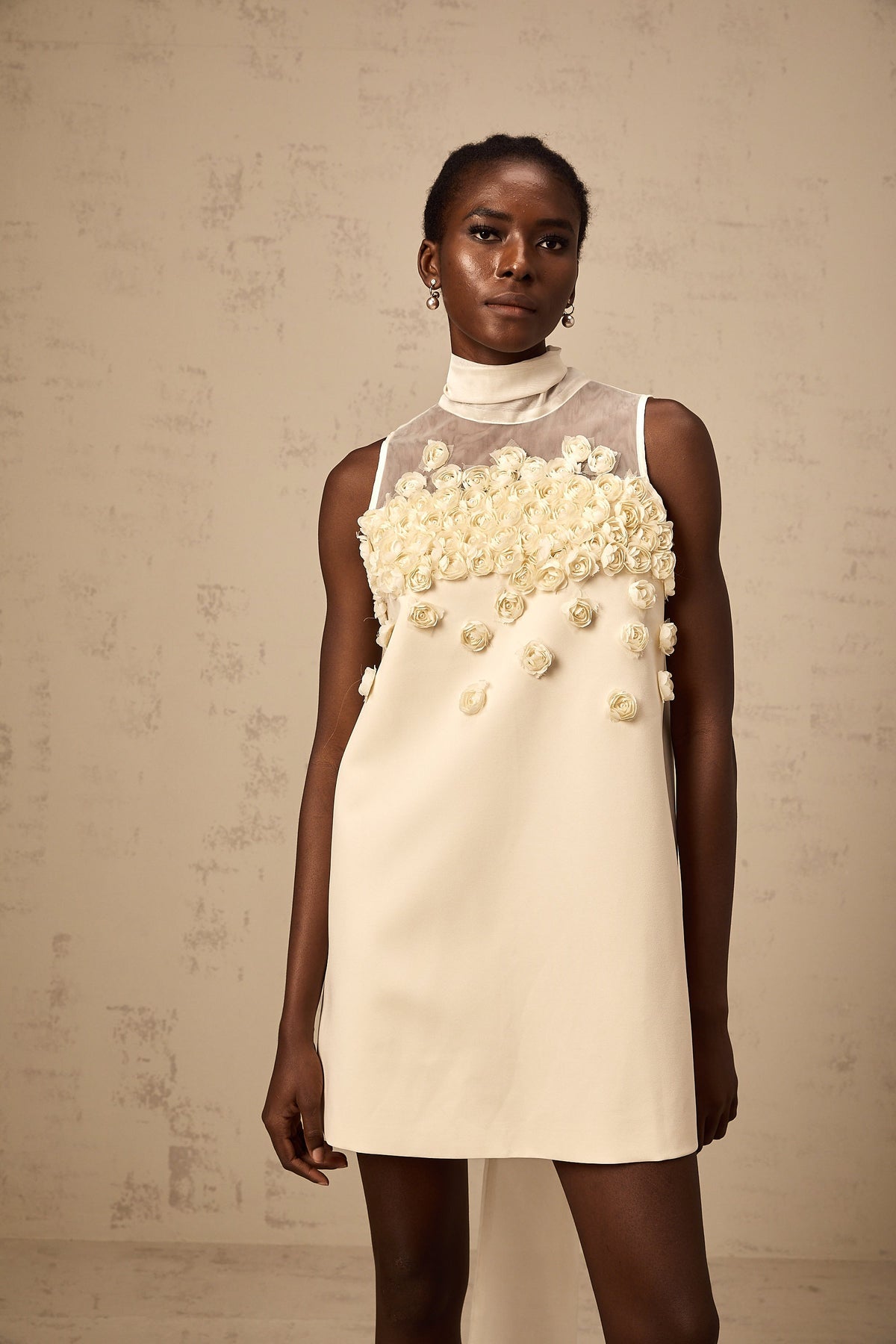 Claire faux-flower sleeveless mini dress (Final Sale-US Only)