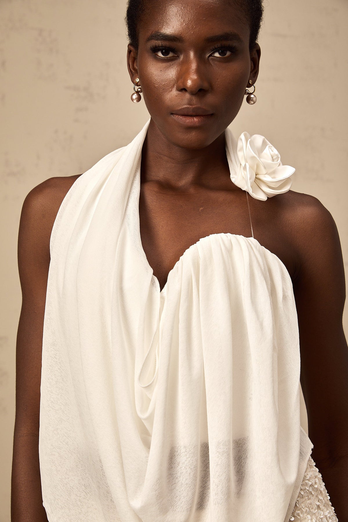 Maeva white halterneck floral-appliqué top (Final Sale-US Only)