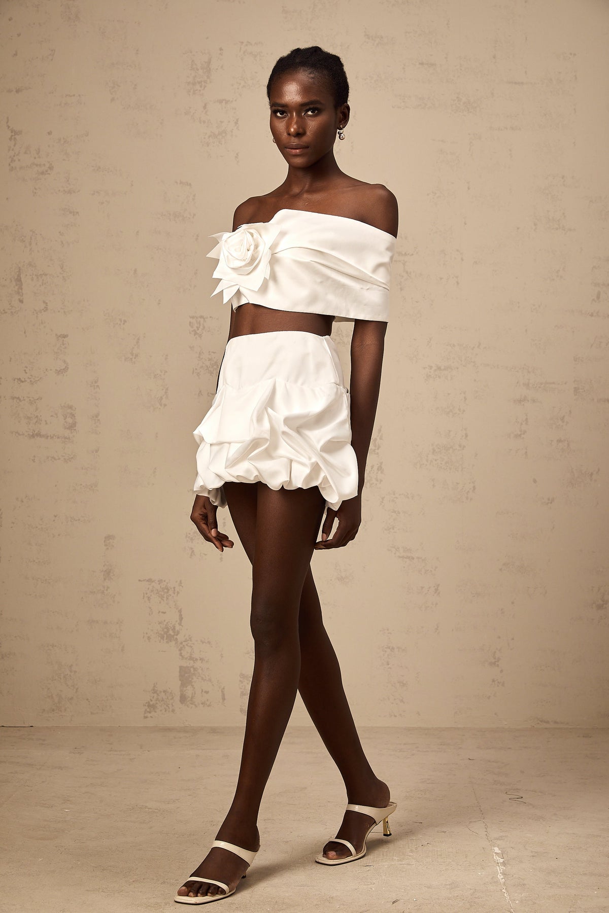 Honorine white floral pleated top & skirt matching set (Final Sale-US Only)