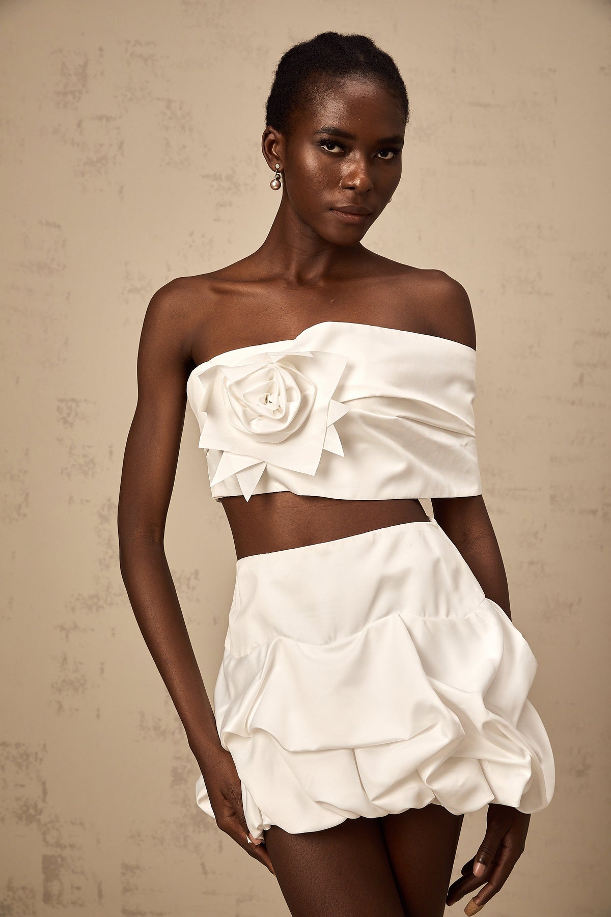 Honorine white floral pleated top & skirt matching set (Final Sale-US Only)