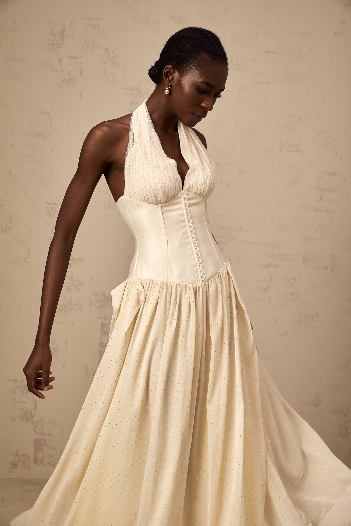 Charlotte halterneck tulle midi dress (Final Sale)