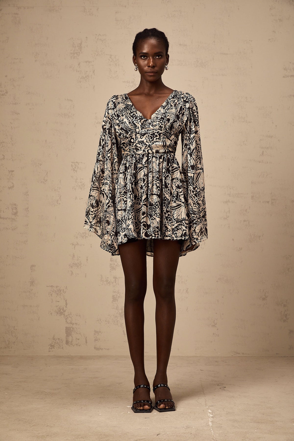 Perrine pattern-print V-neck mini dress