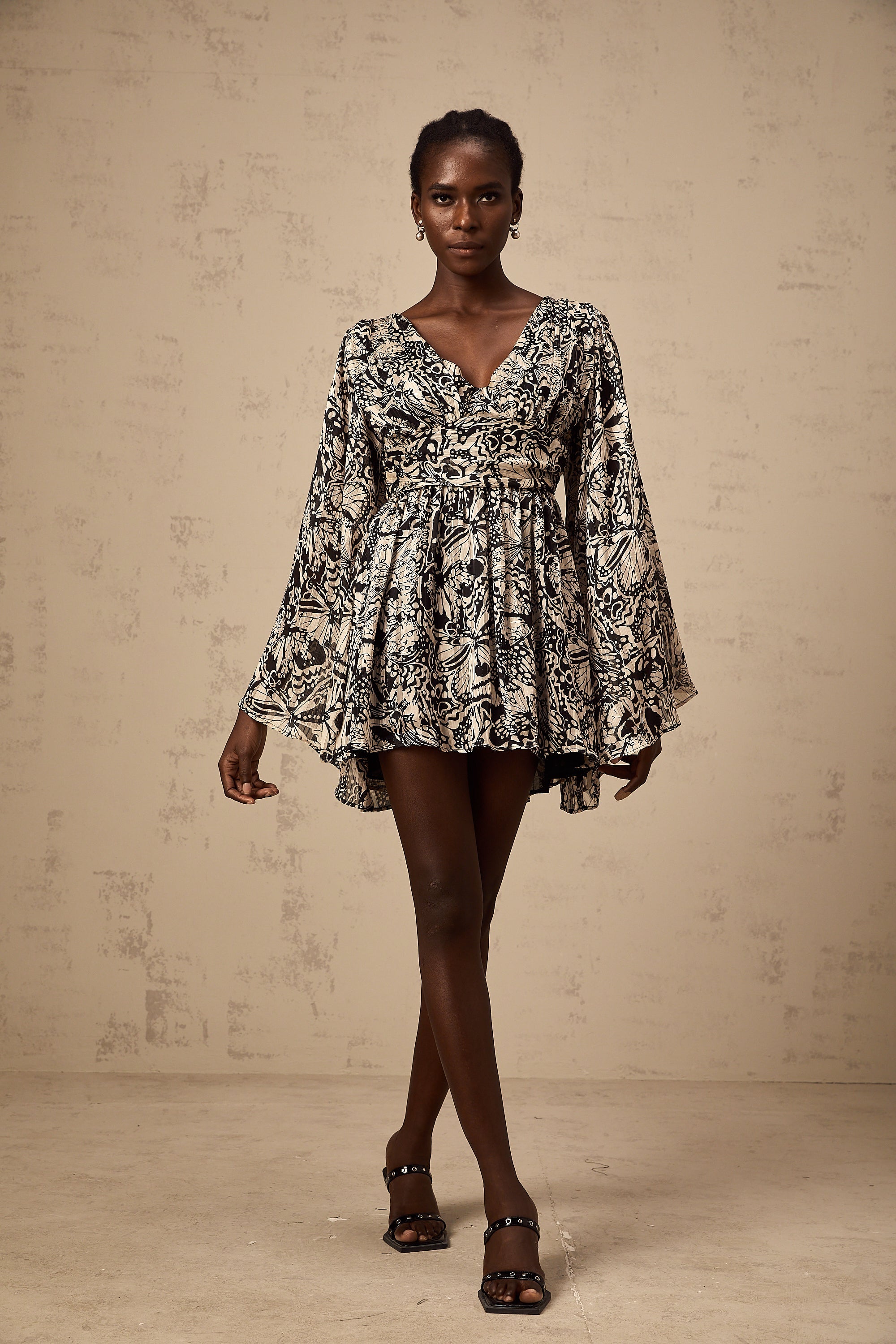 Perrine pattern-print V-neck mini dress (US Only)