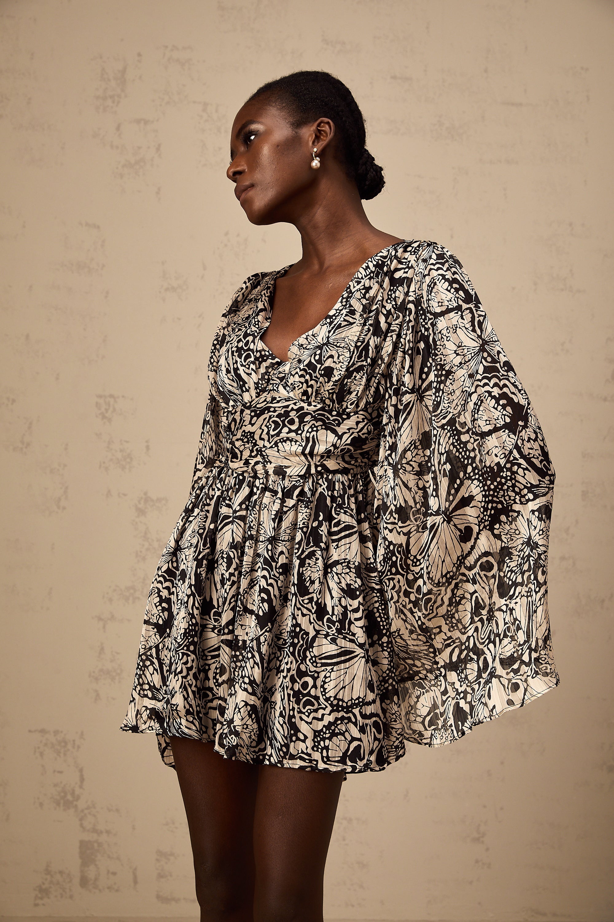 Perrine pattern-print V-neck mini dress (US Only)