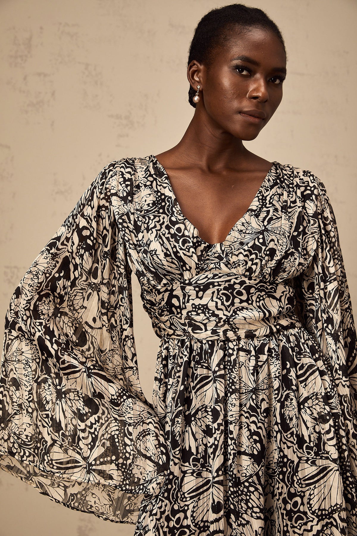 Perrine pattern-print V-neck mini dress
