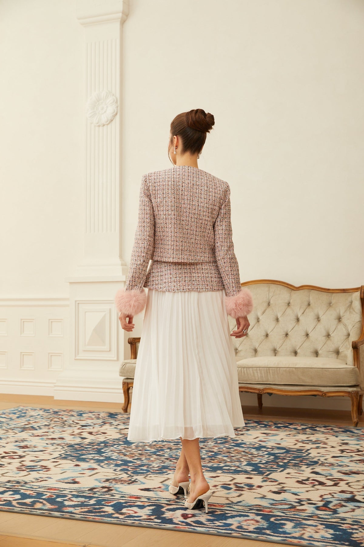 Lola Pink Embellished Checked Tweed Jacket