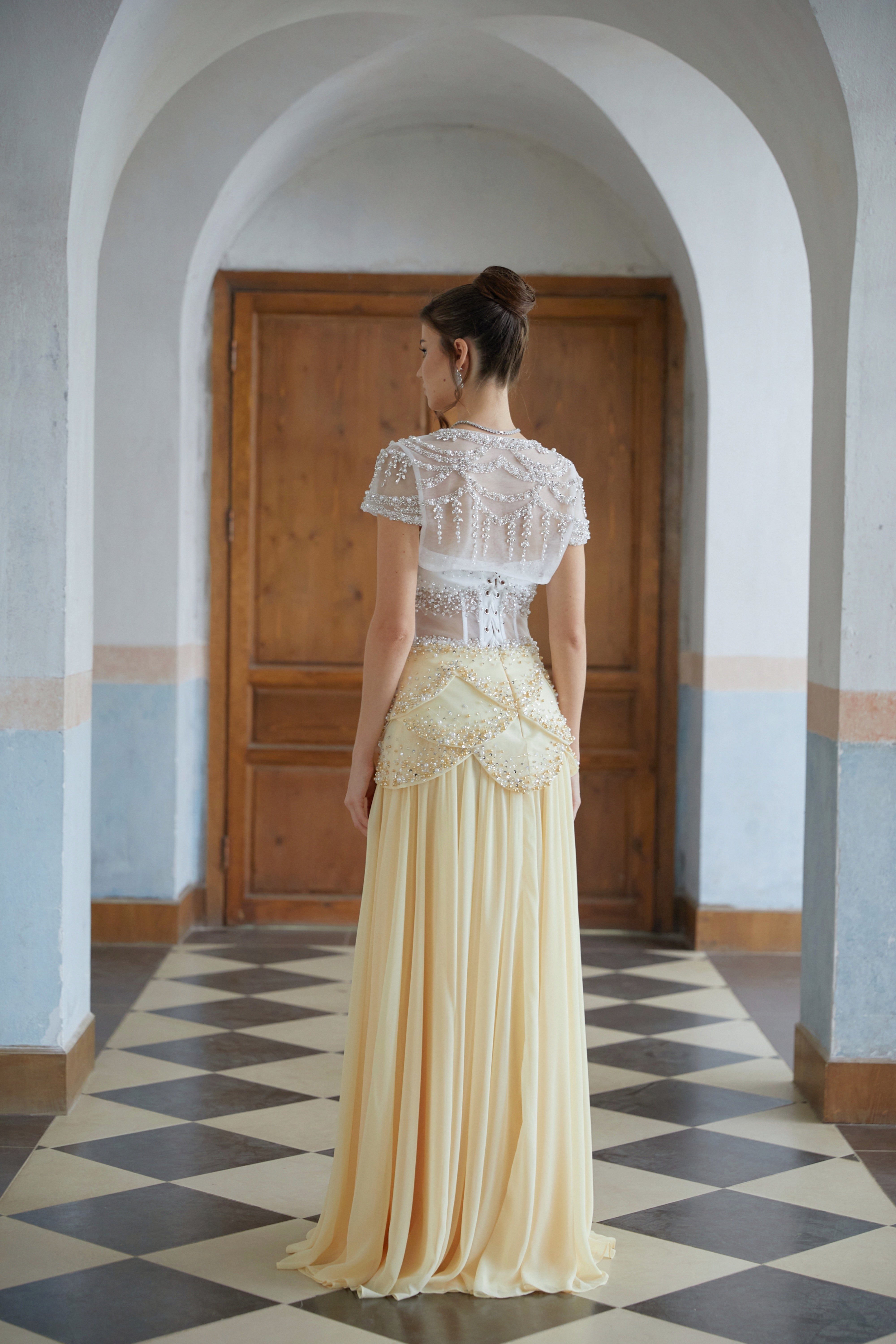 Kiki Yellow Yellow Embellished Maxi Gown