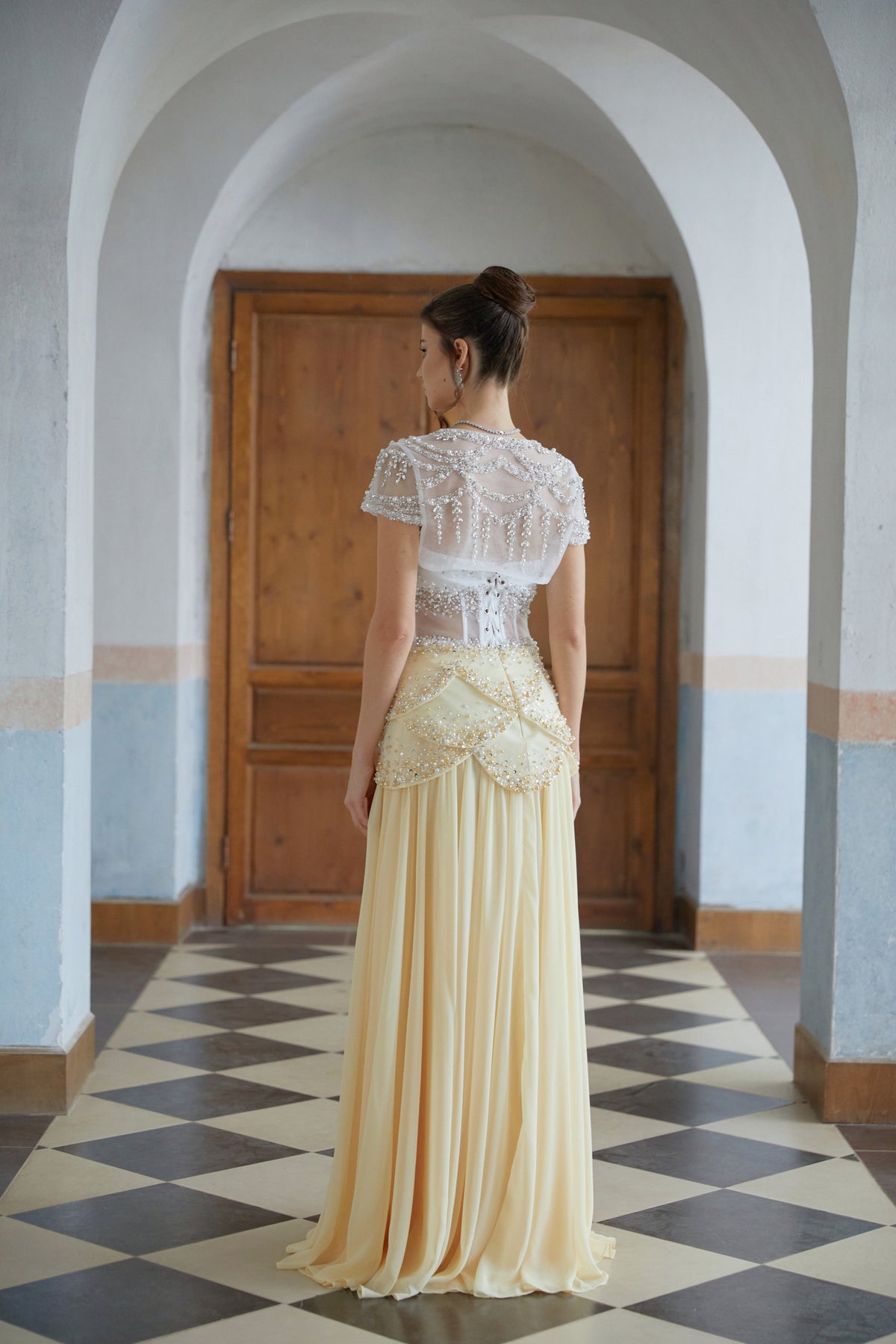 Kiki Yellow Embellished Maxi Gown