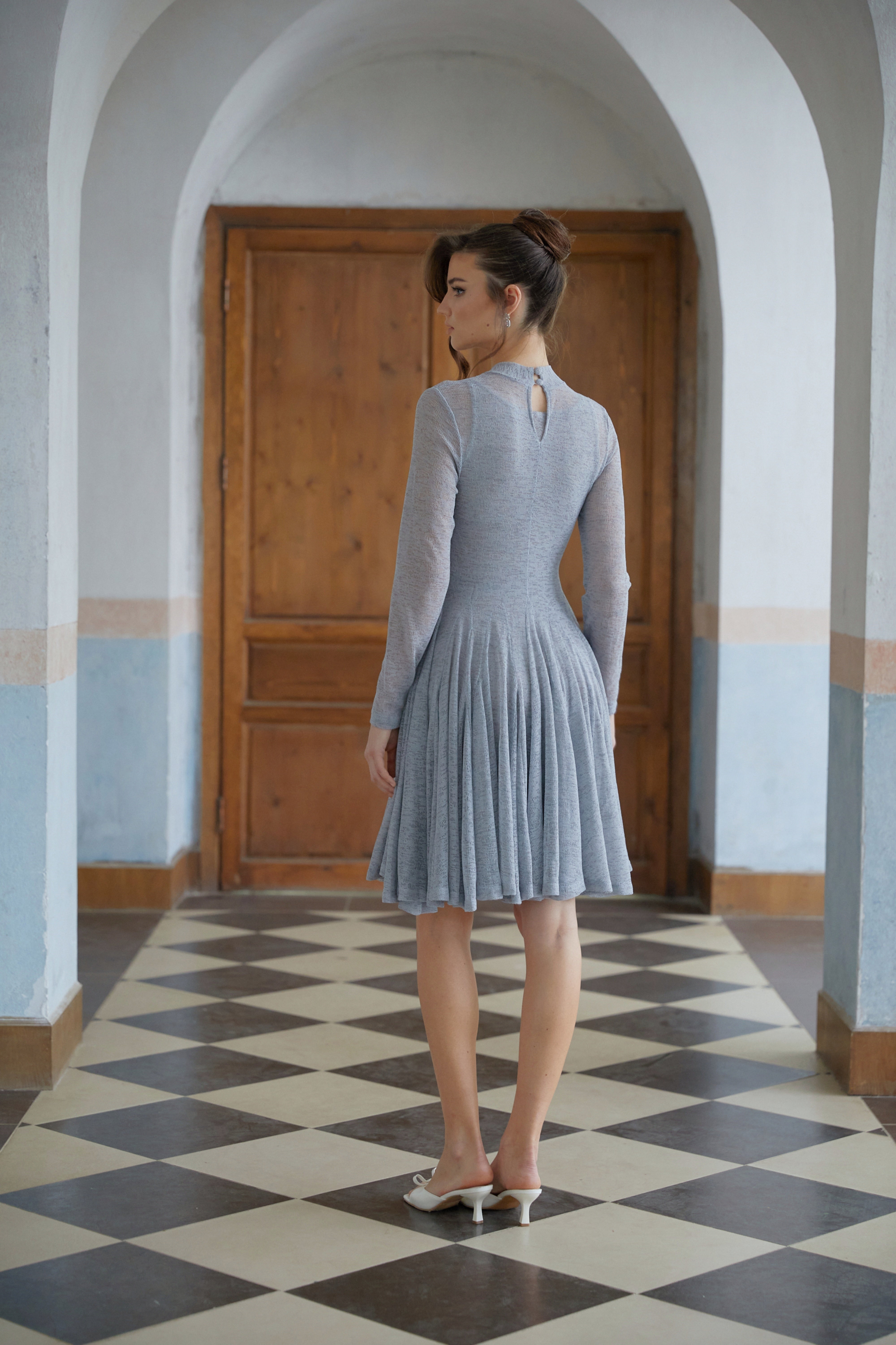 Runa Grey Twist Detail Knit Mini Dress (Final Sale)