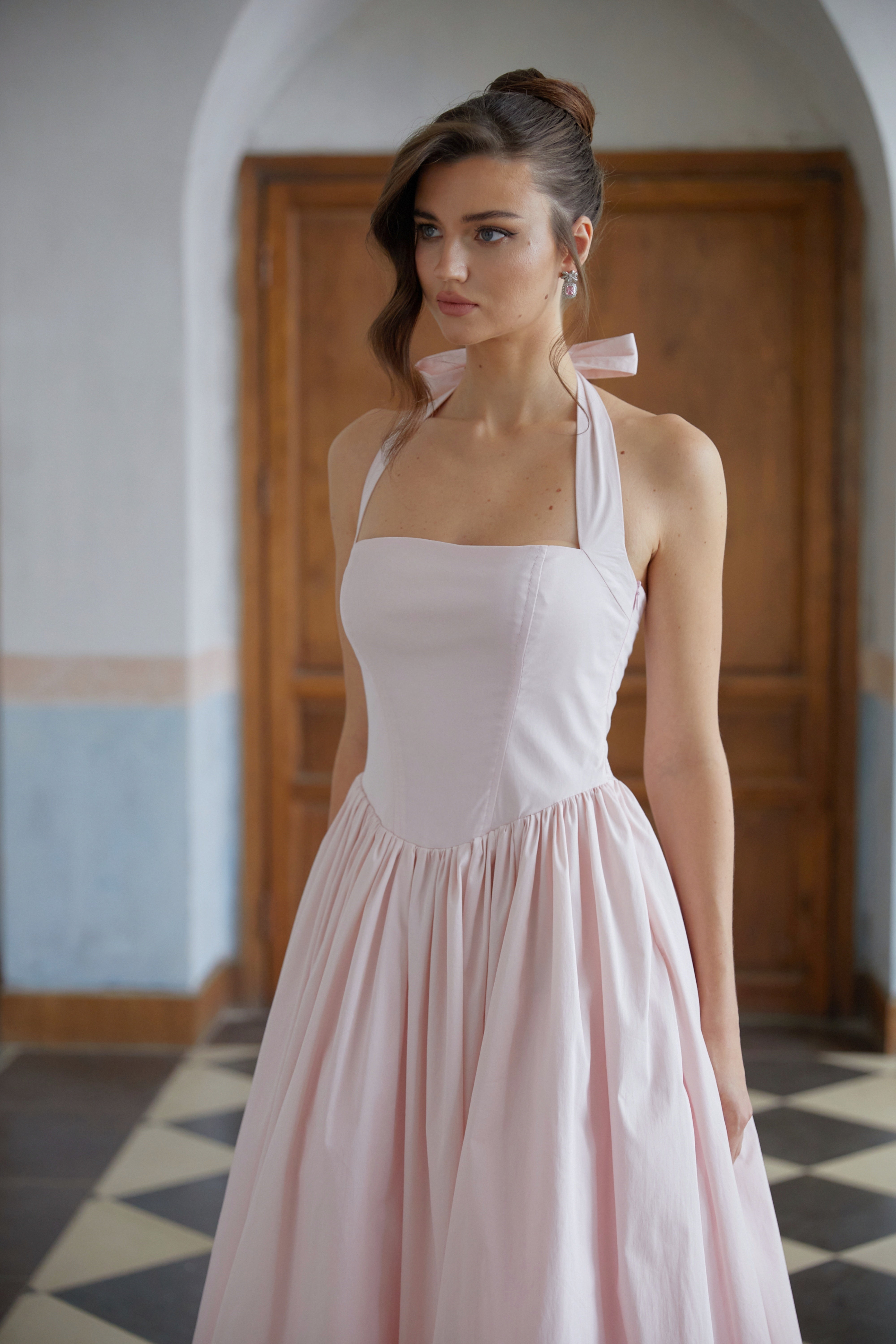 Eponine Pink Layered Flared Hem Midi Dress (Final Sale-US Only)