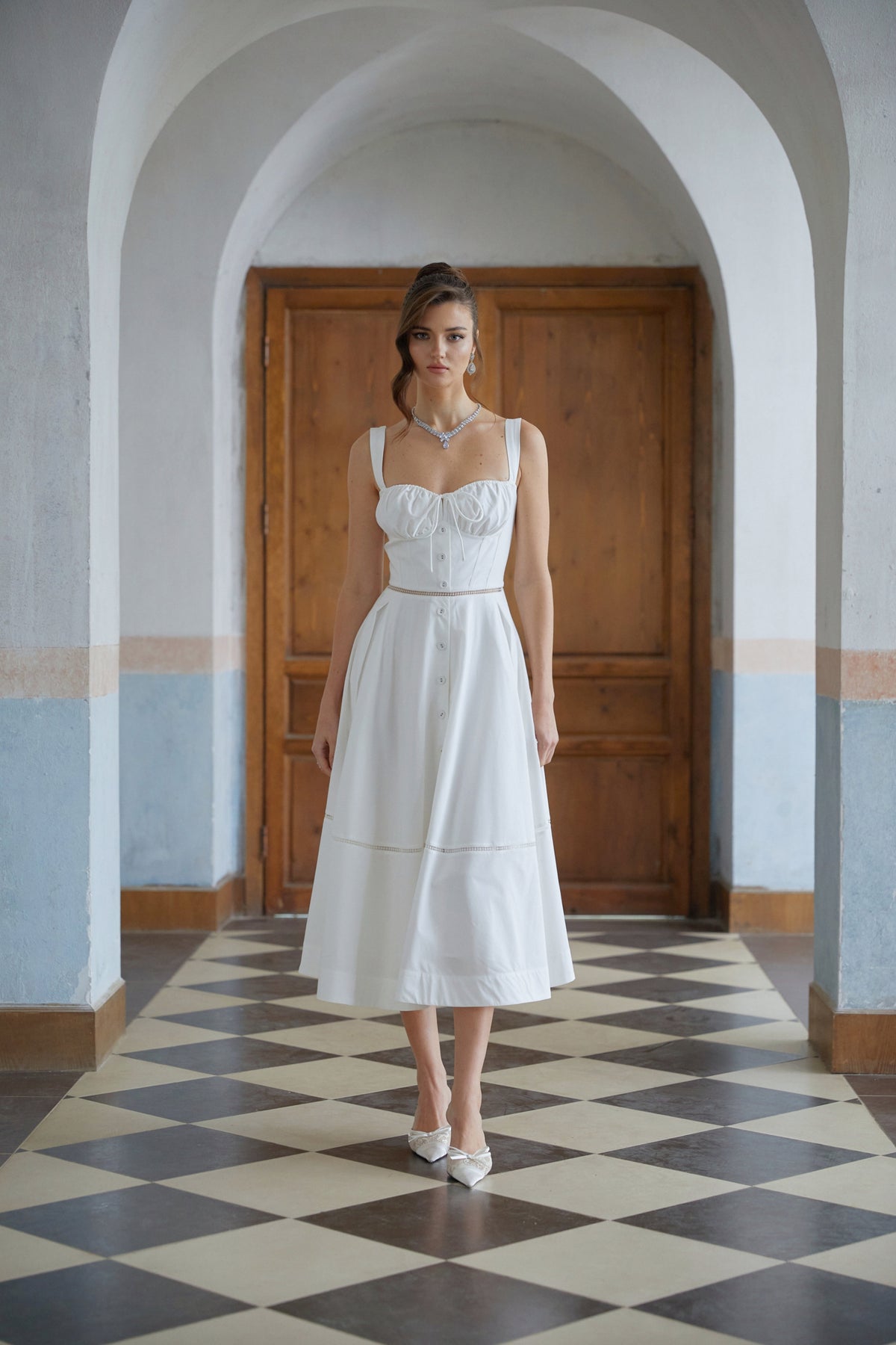 Niamh White Cut Out Corset Midi Dress