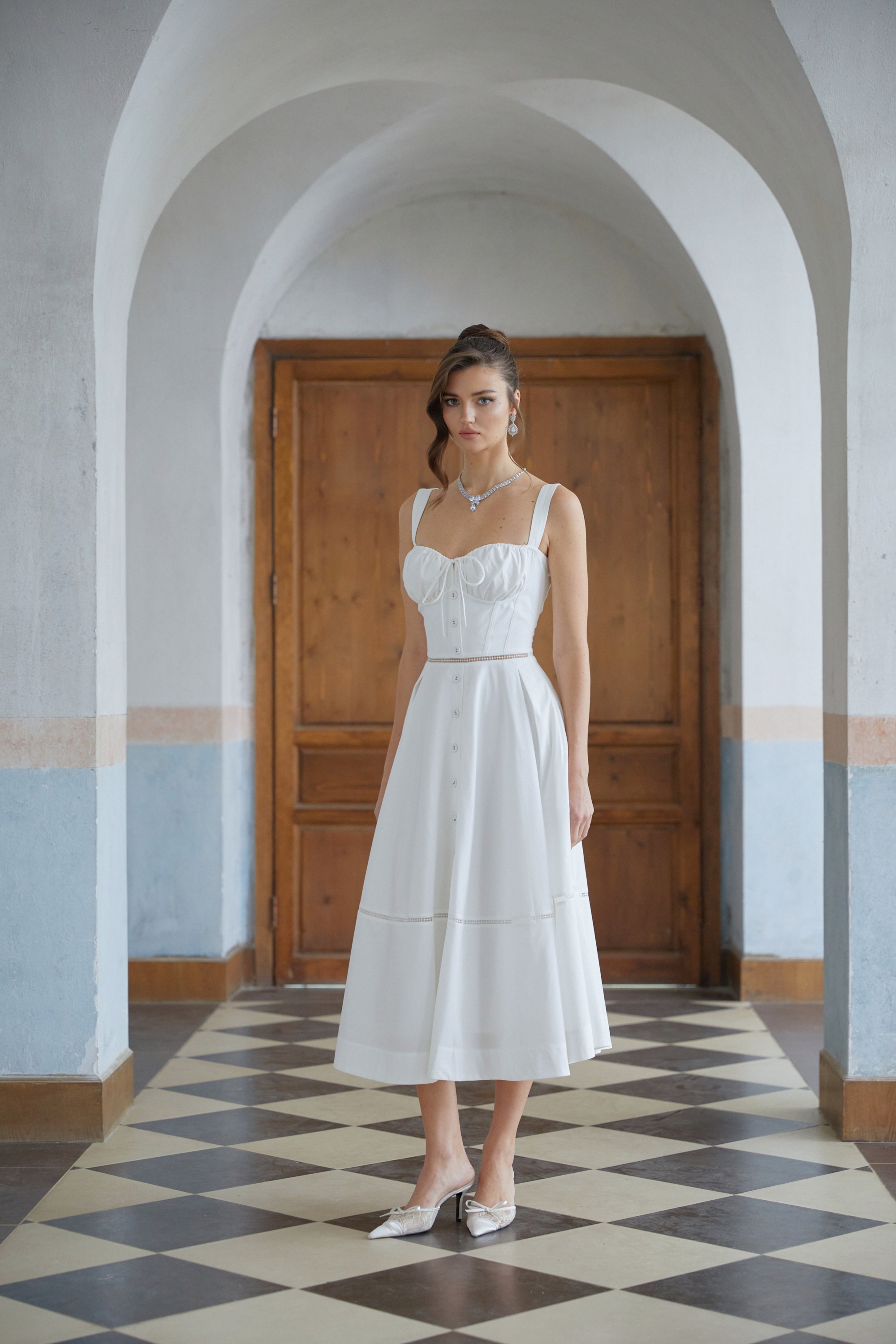 Niamh White Cut Out Corset Midi Dress