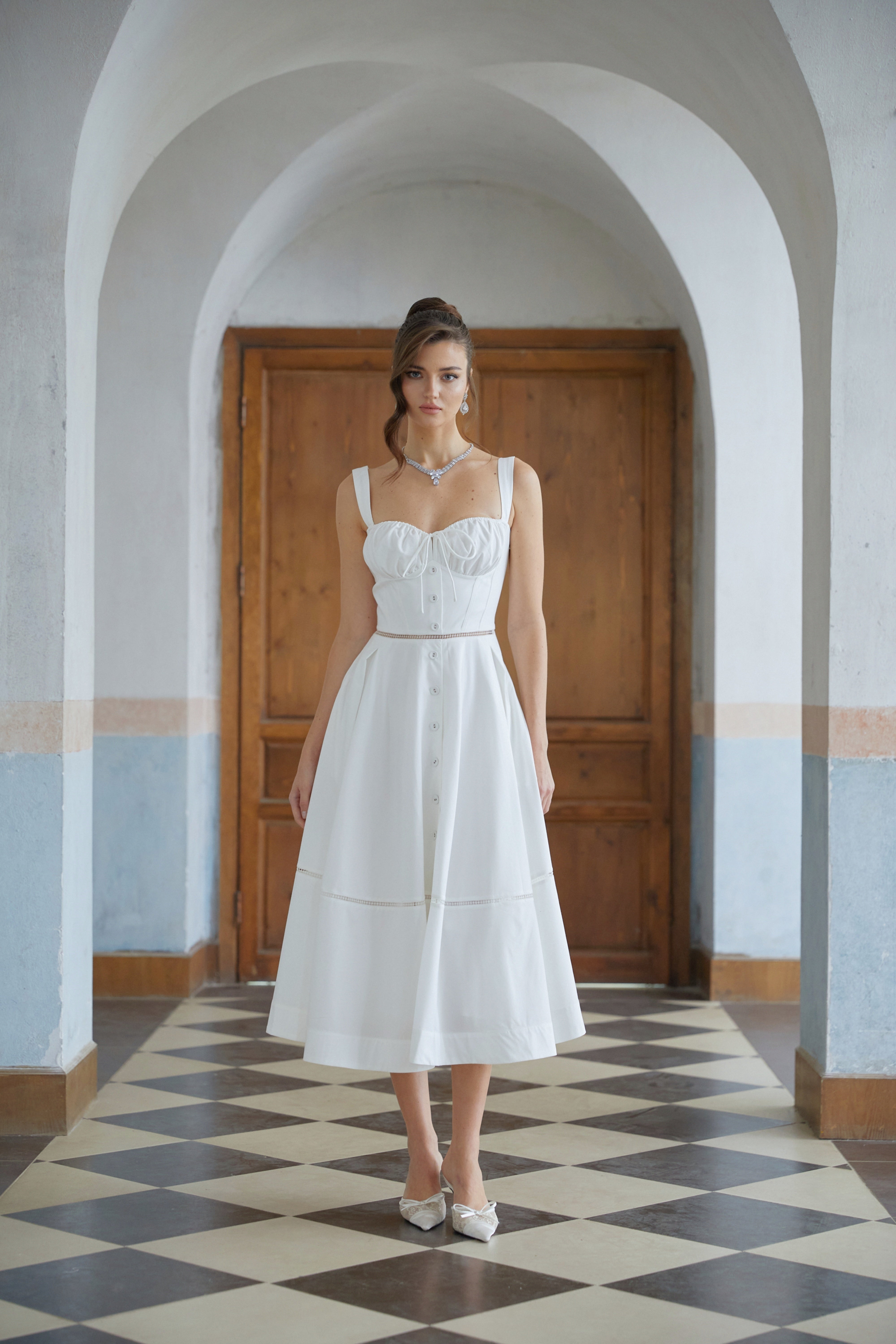 Niamh White Cut Out Corset Midi Dress