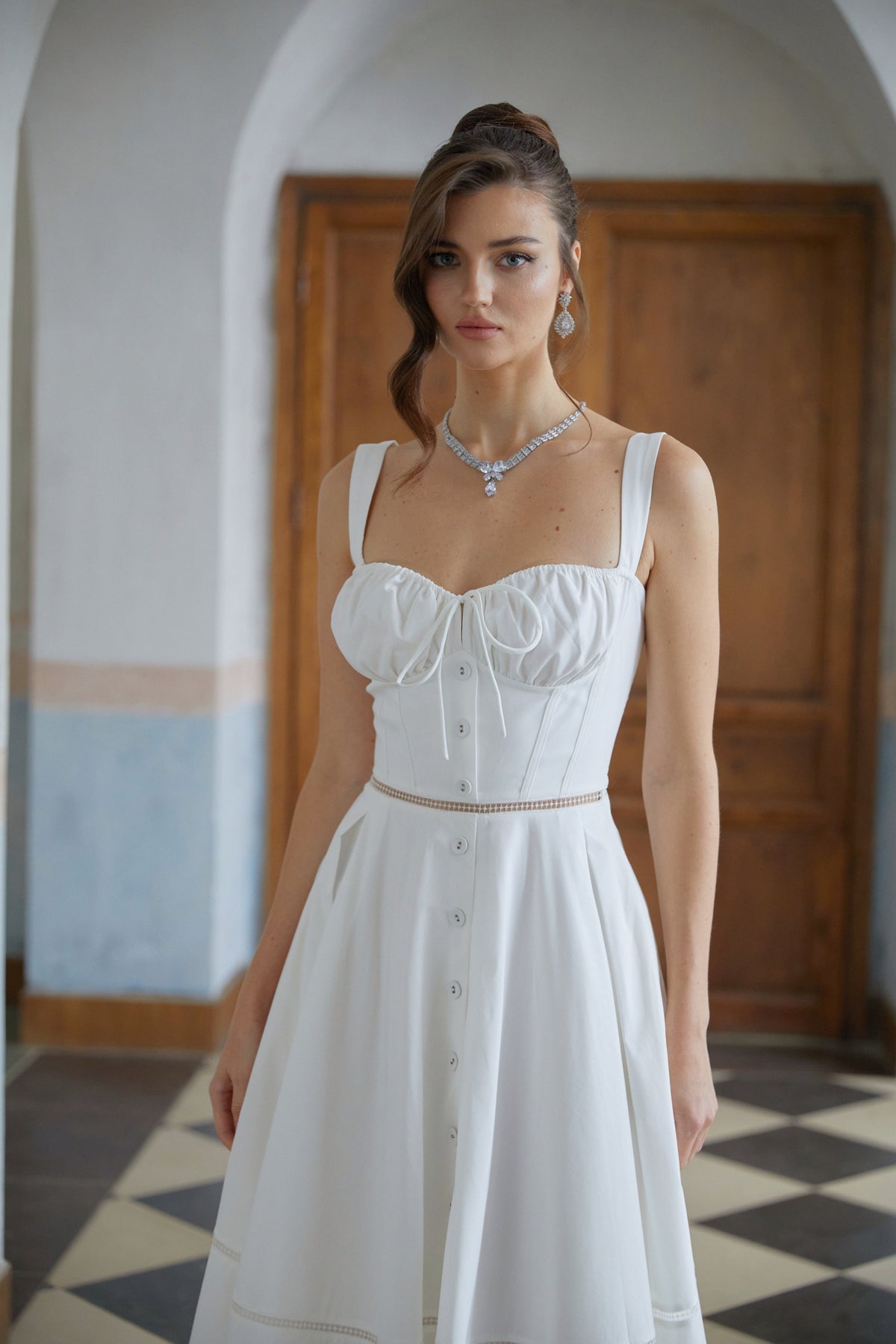 Niamh White Cut Out Corset Midi Dress