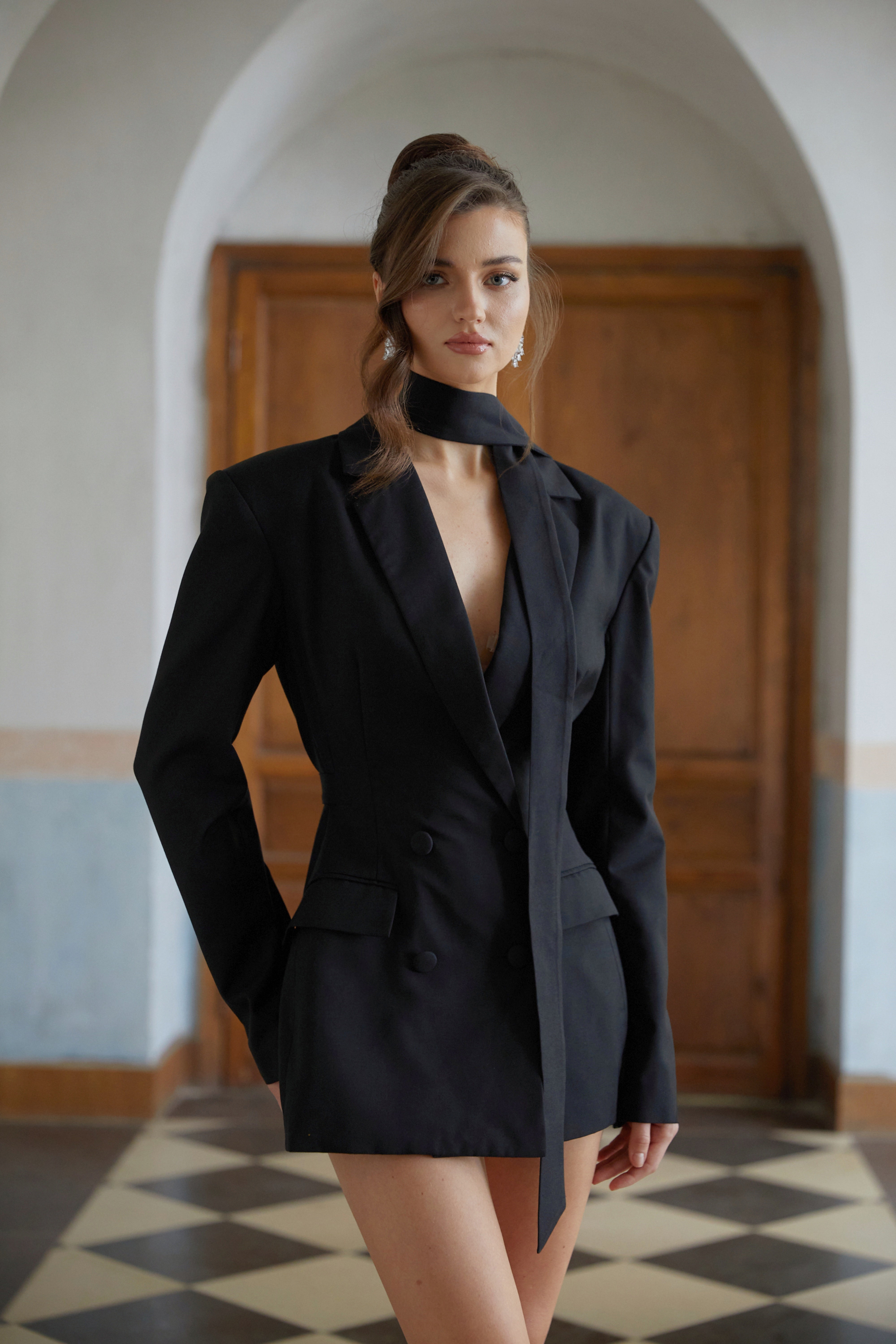Osanne Black Double Breasted Blazer Mini Dress (Final Sale-US Only)