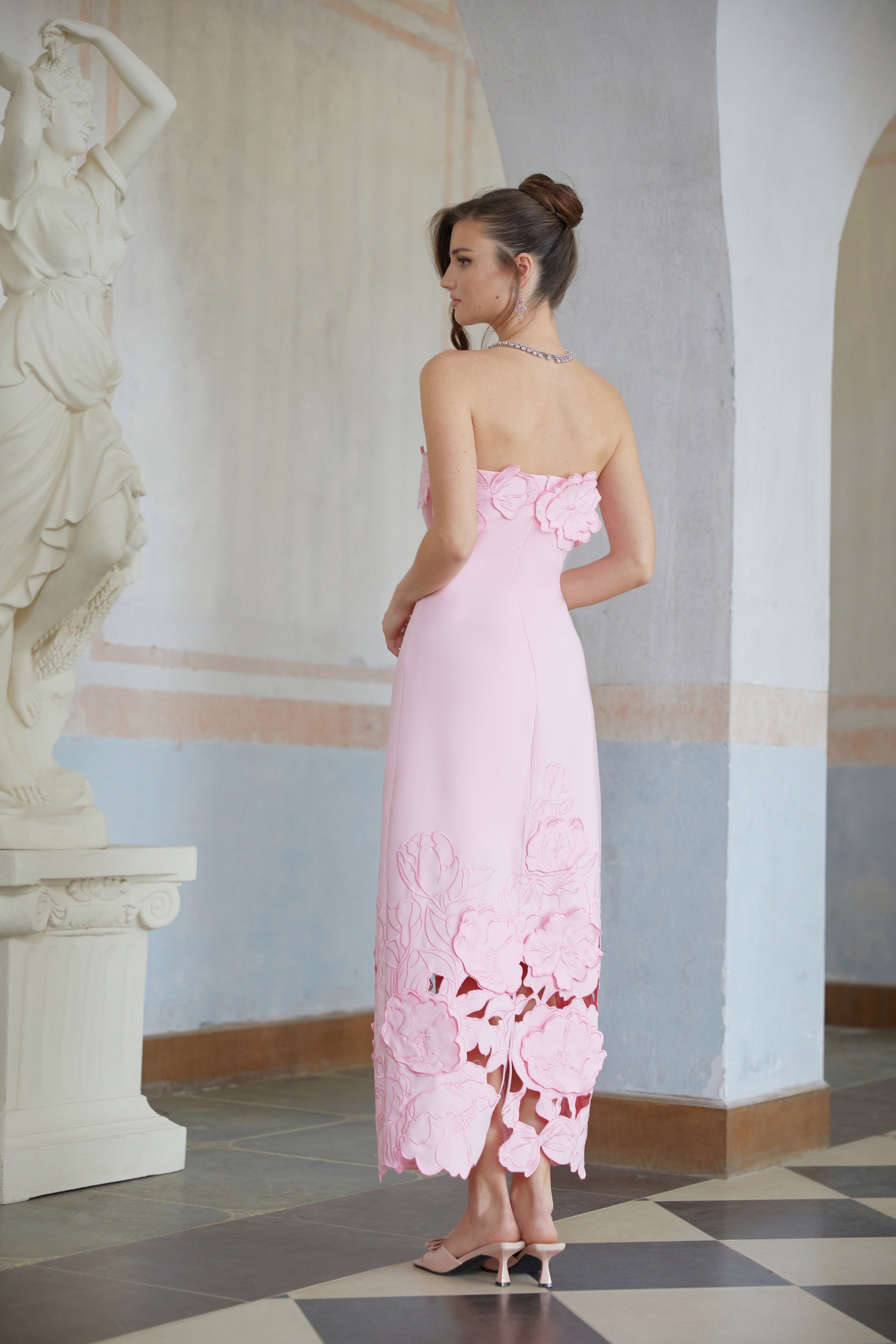Inga Pink Strapless Floral Embroidered Maxi Dress (Final Sale-US Only)