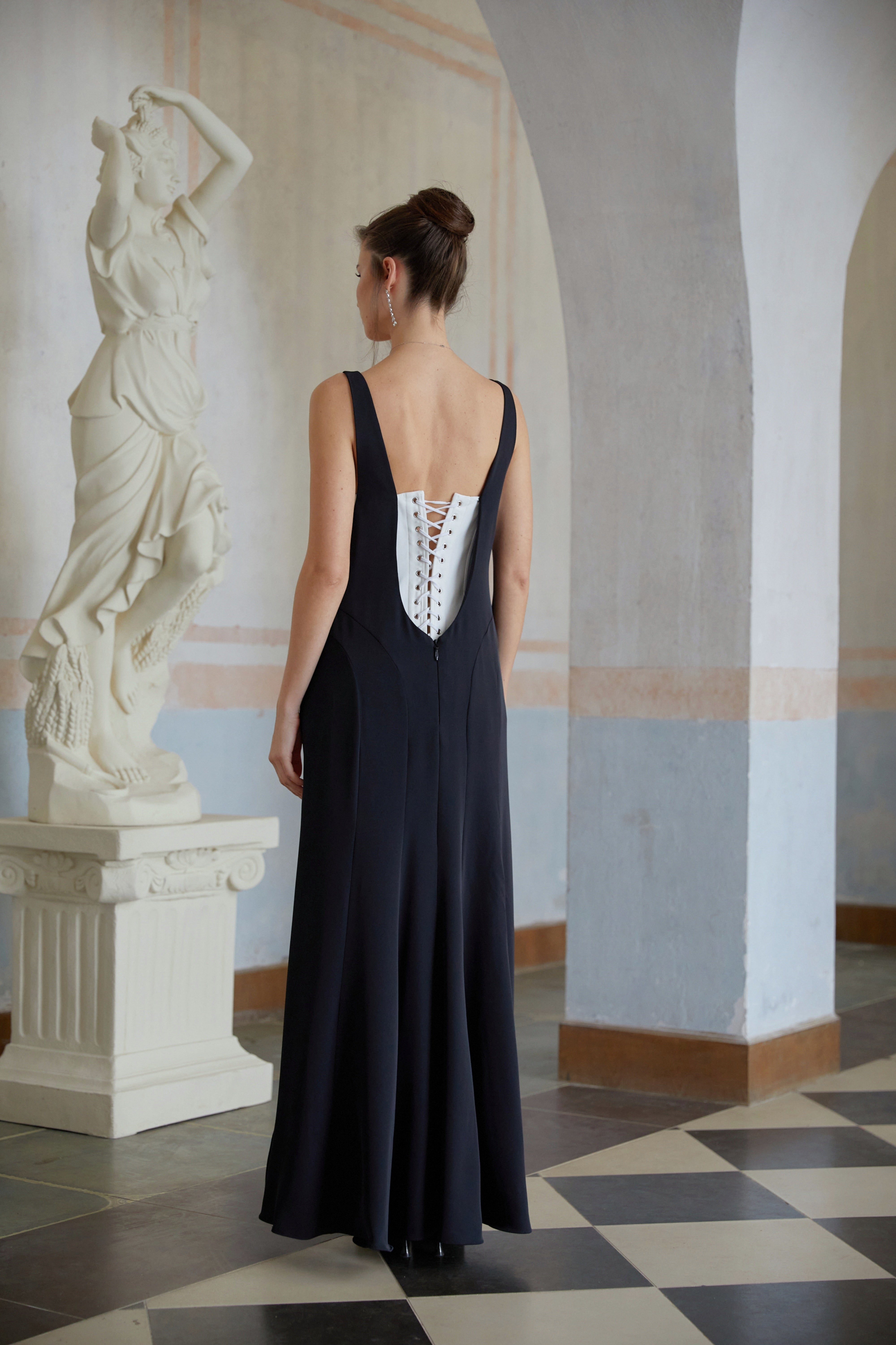 Róisín Color Block Corseted Bodysuit Panel Maxi Dress