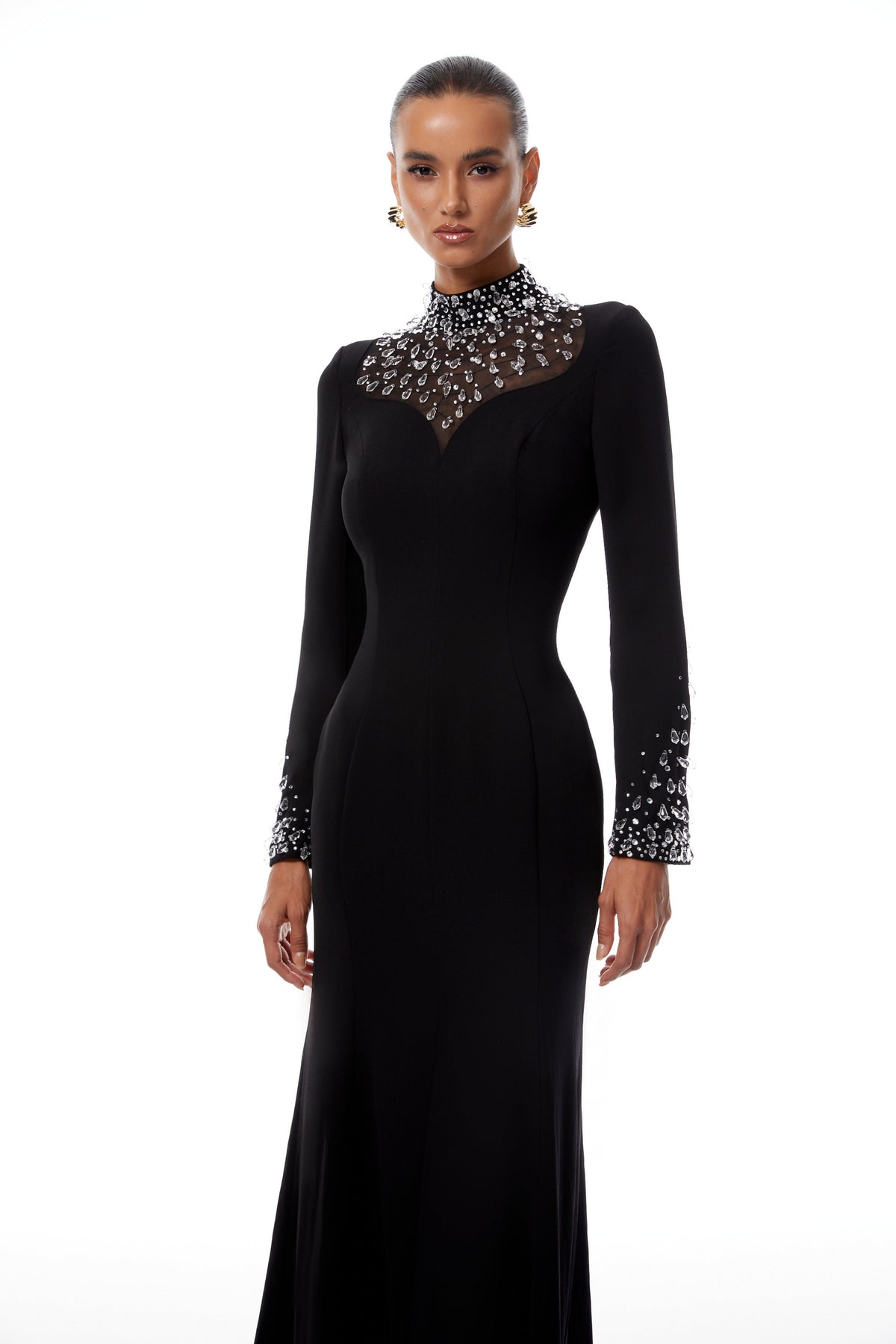 Oona Black Embellished Flared Maxi Gown (Final Sale)