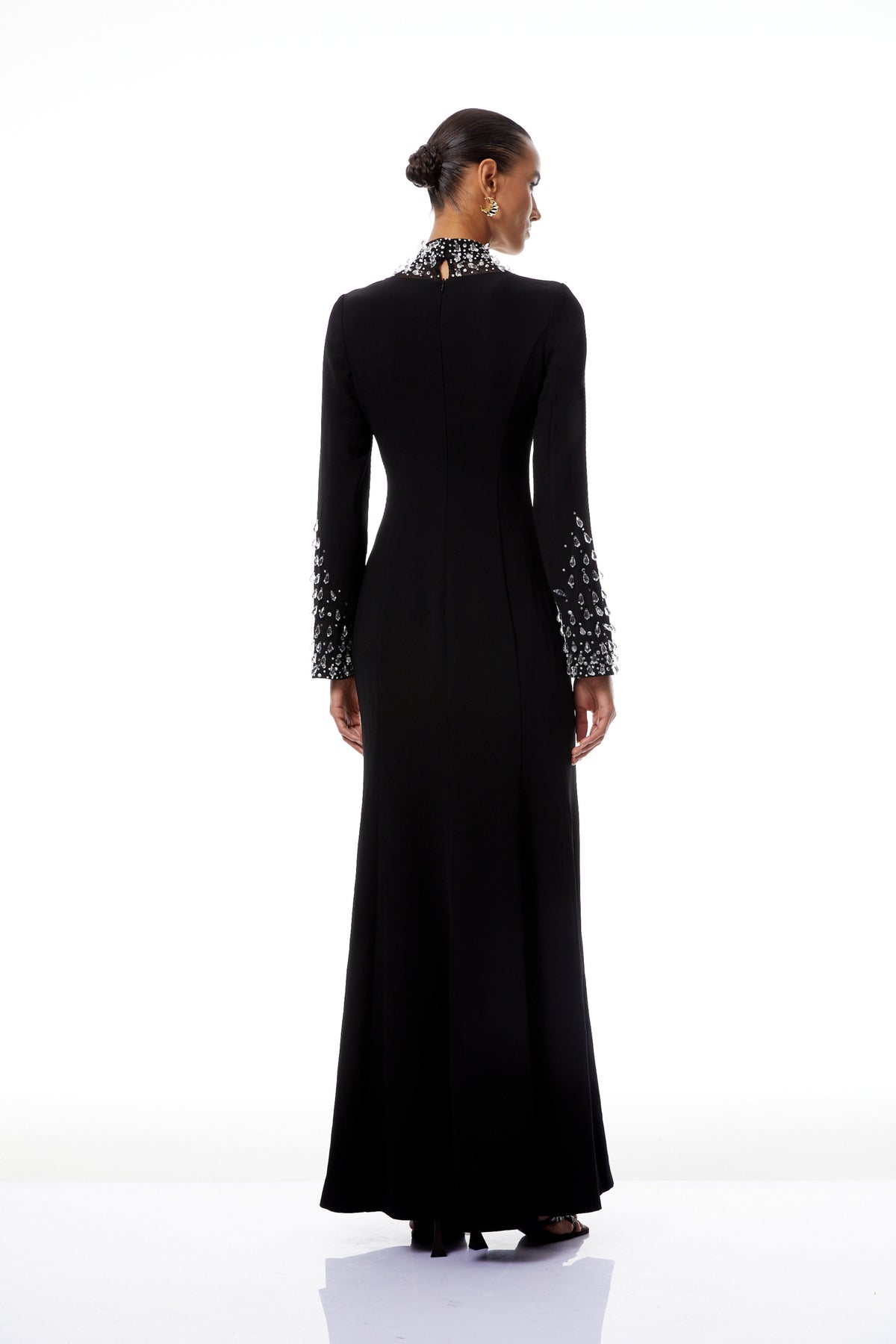 Oona Black Embellished Flared Maxi Gown (Final Sale-US Only)