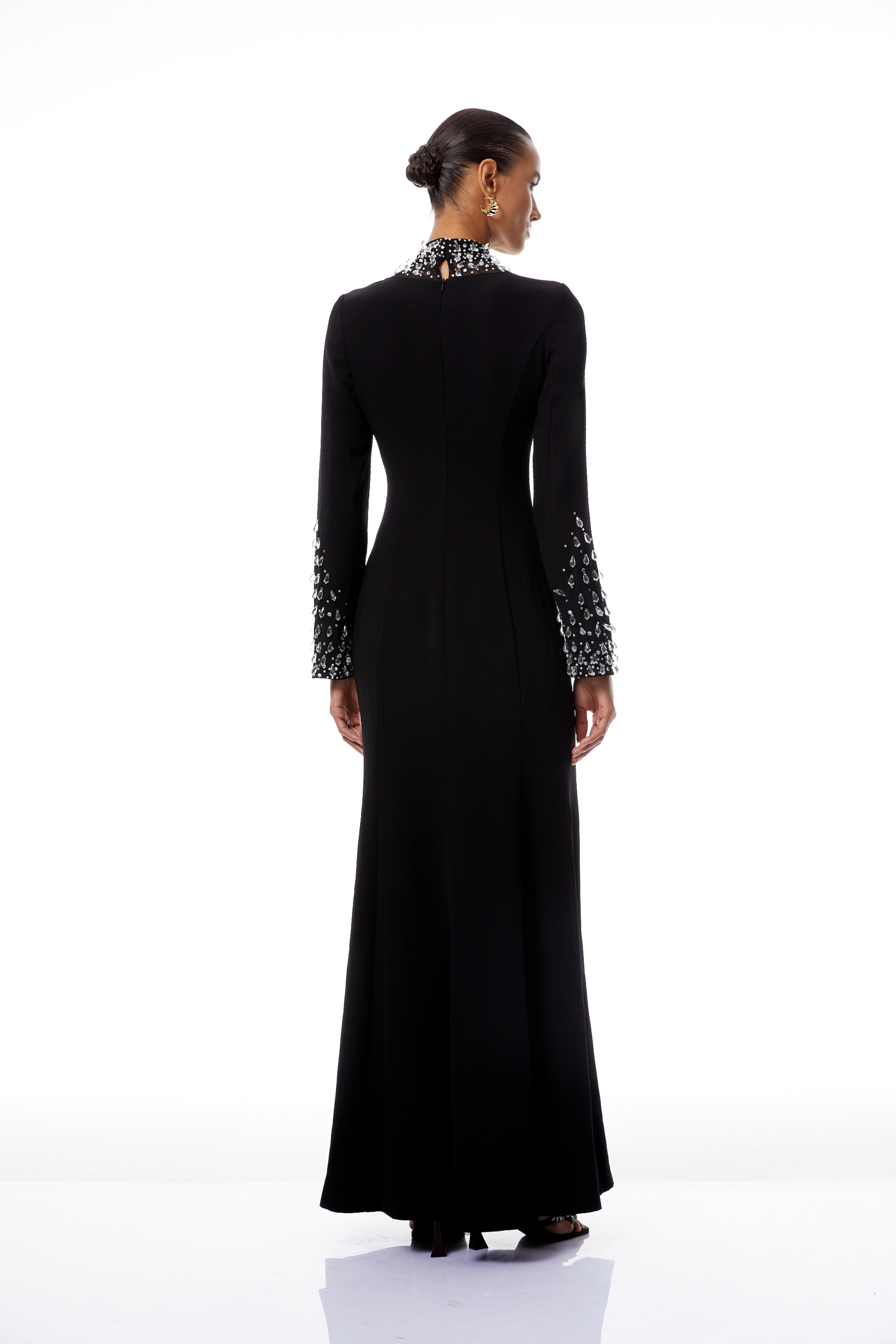 Oona Black Embellished Flared Maxi Gown (Final Sale)