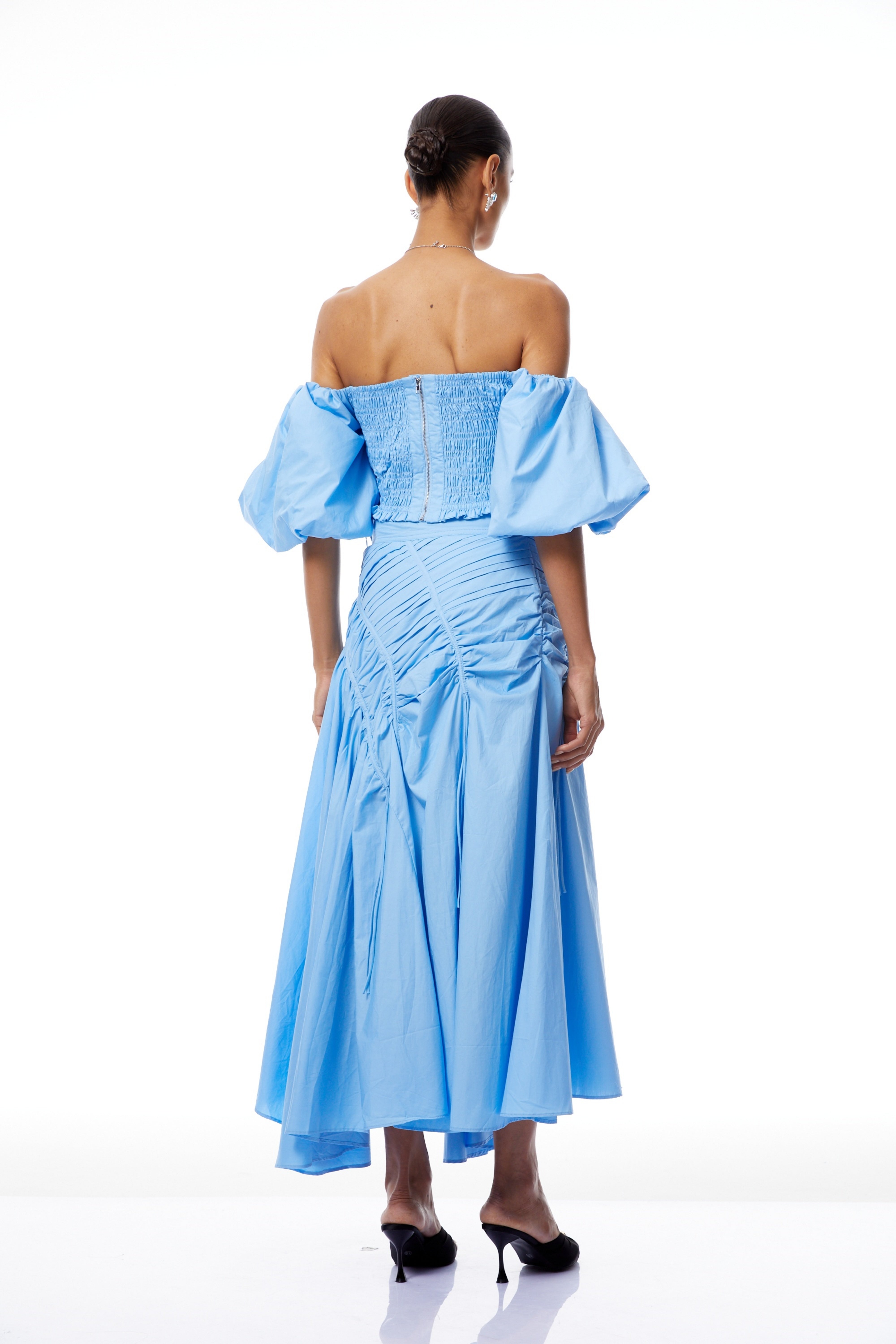 Alejandra Blue Smocked Top & Asymmetrical Skirt Set