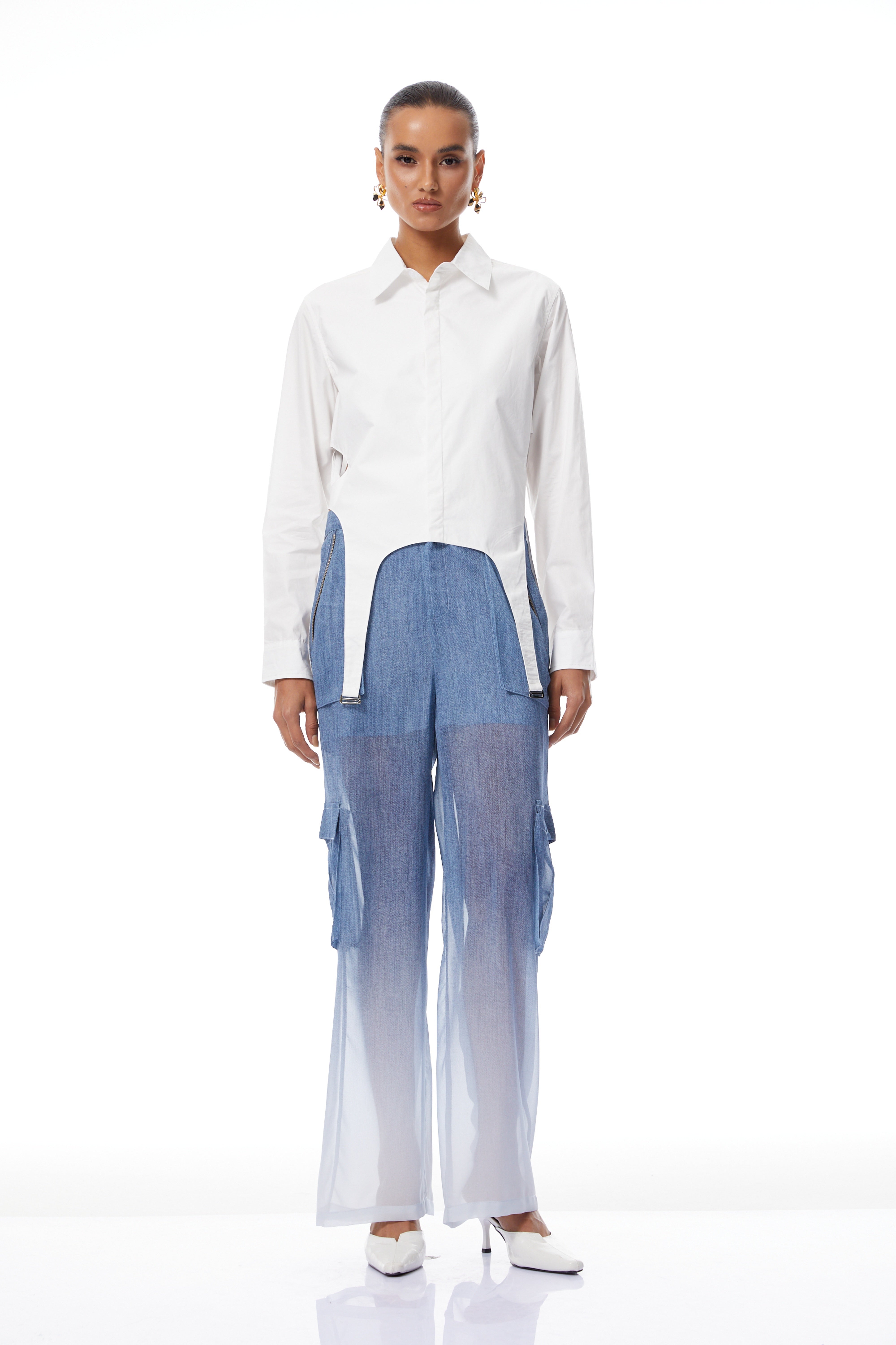 Halsey White Cut Out Asymmetrical Shirt