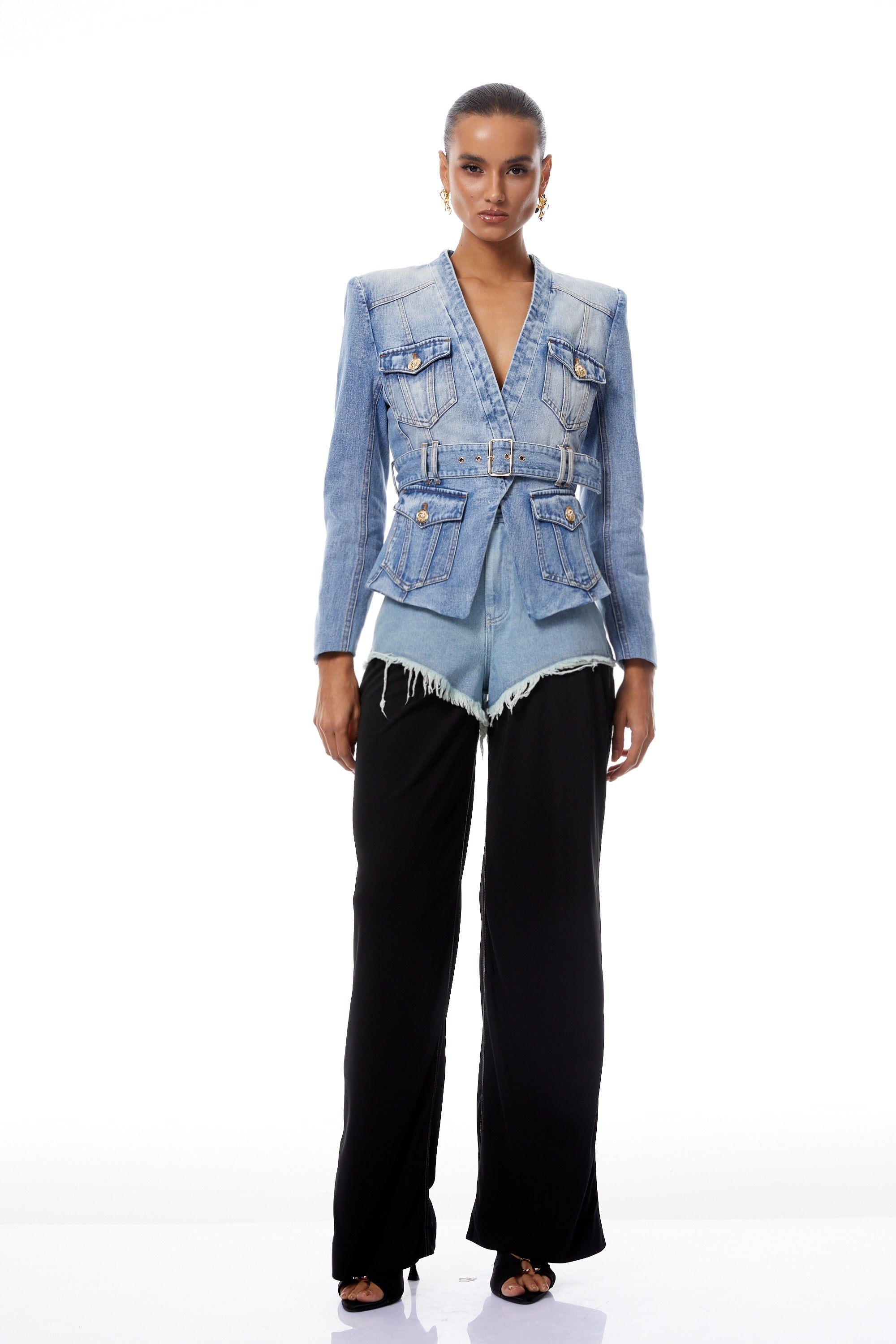 Edda Light Blue Belted Denim Jacket