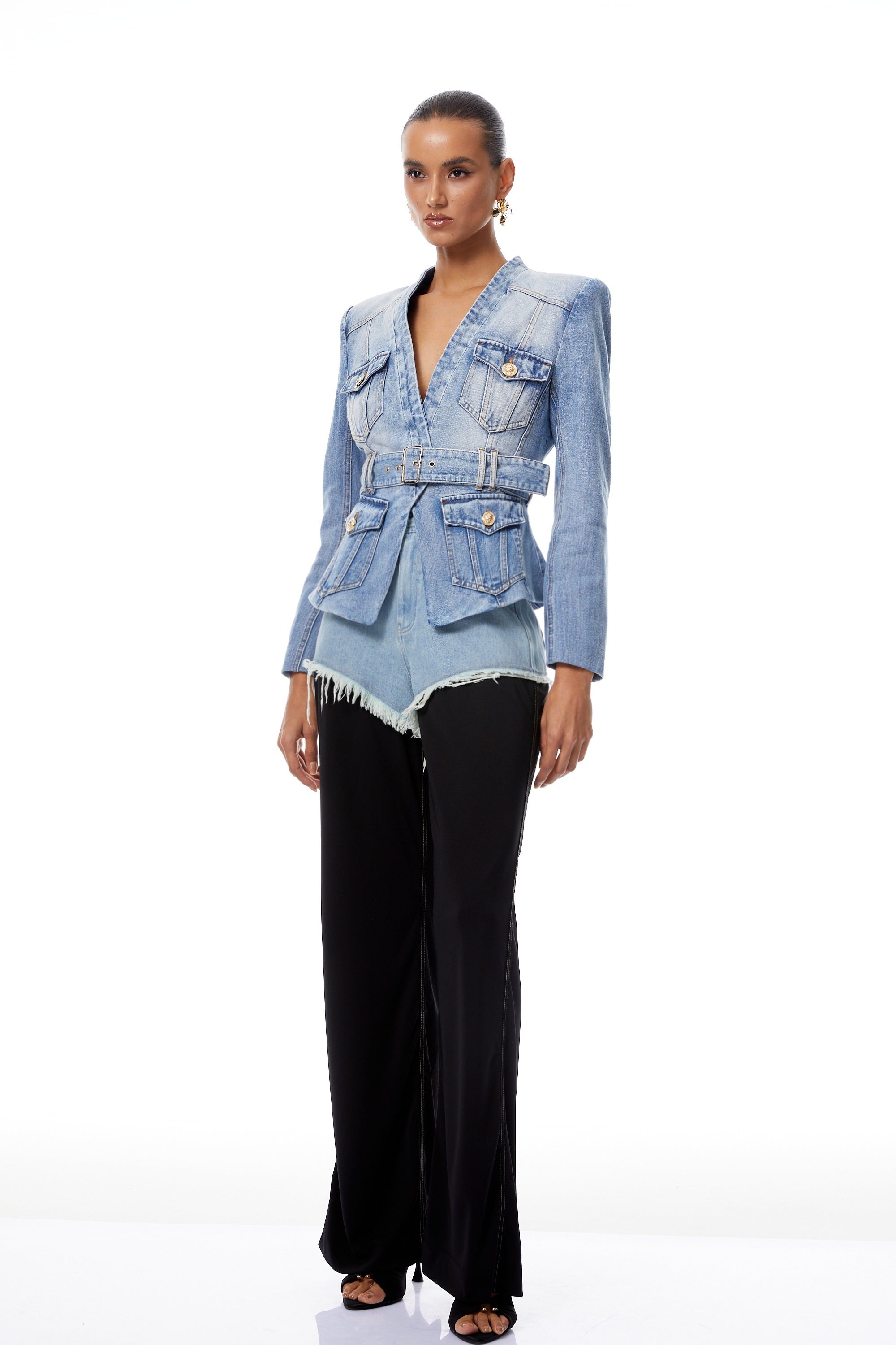 Edda Light Blue Belted Denim Jacket