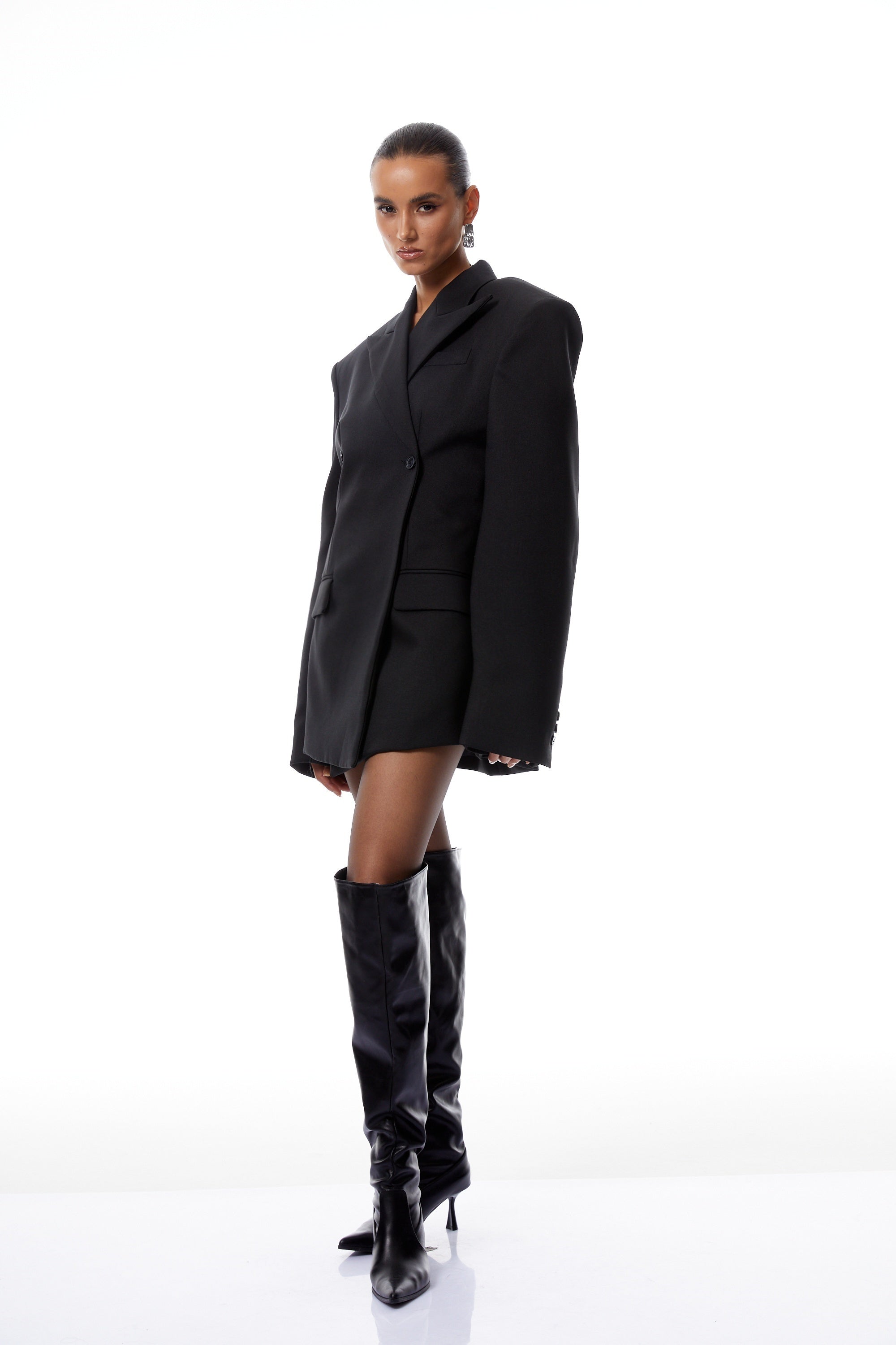 Dianthe Black Double-Breasted Oversize Blazer