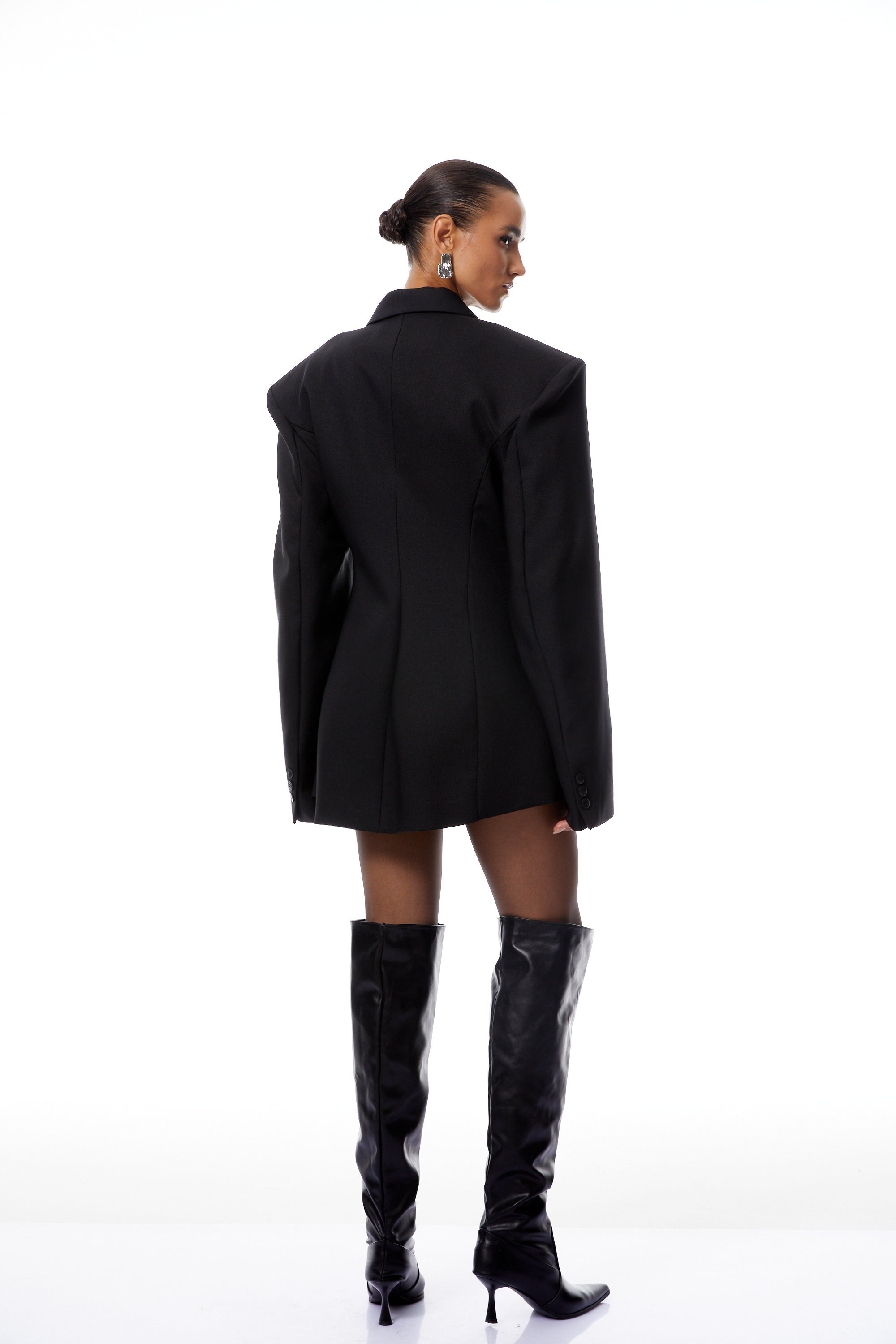 Dianthe Black Double-Breasted Oversize Blazer