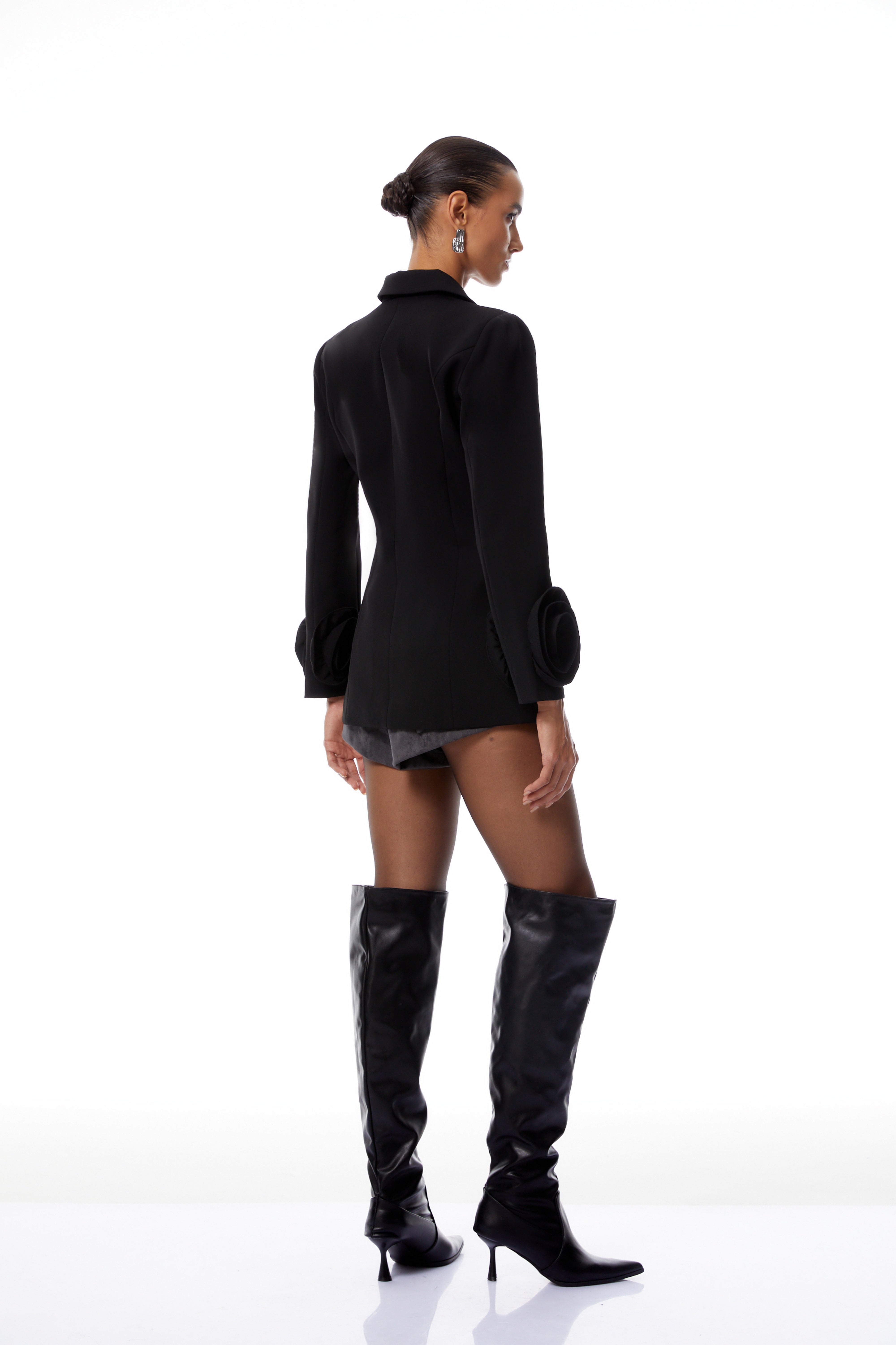 Raffaella Black 3D Petal Double-Breasted Blazer