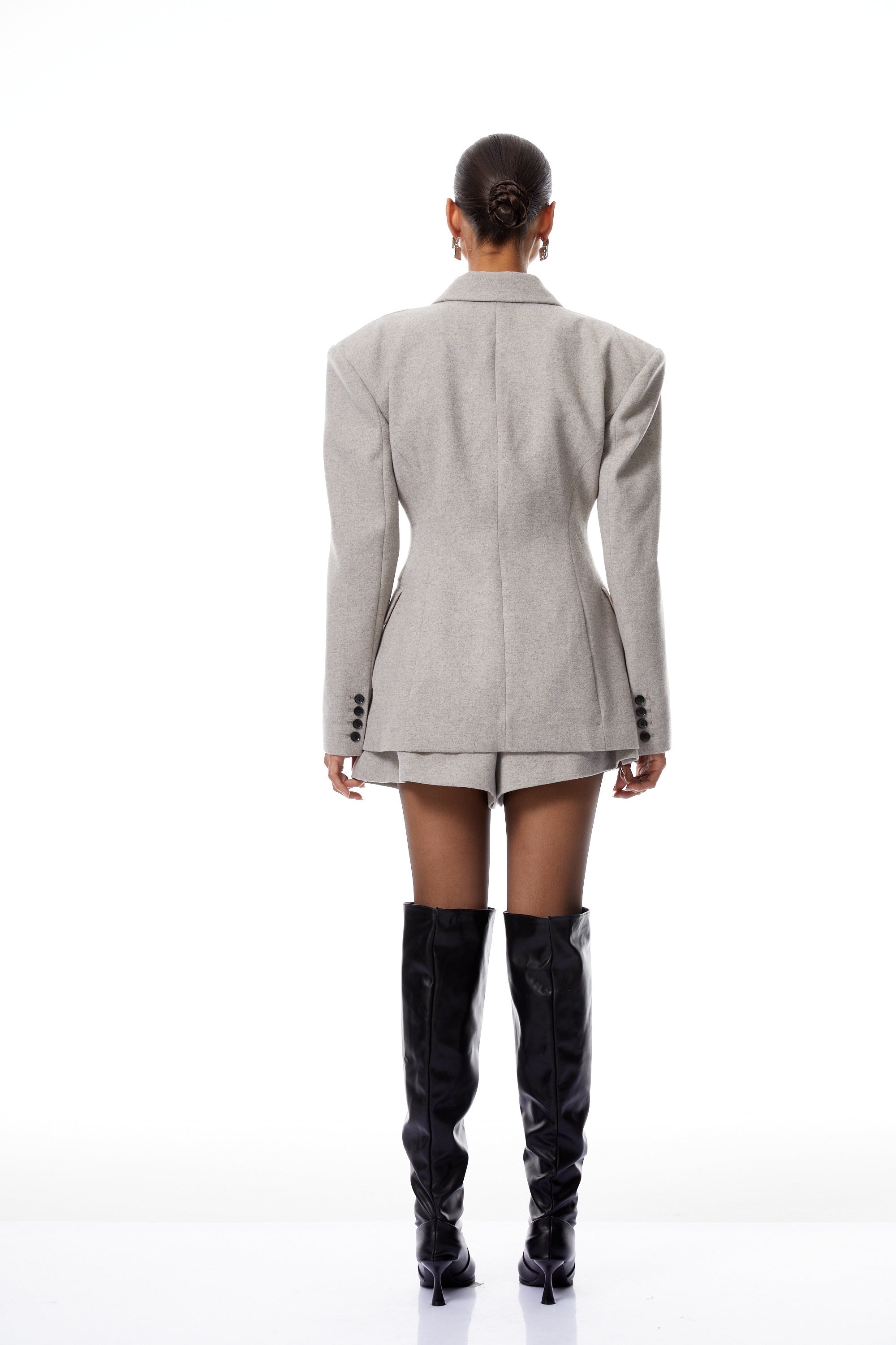 Amandine Grey Tweed Blazer & Shorts Set