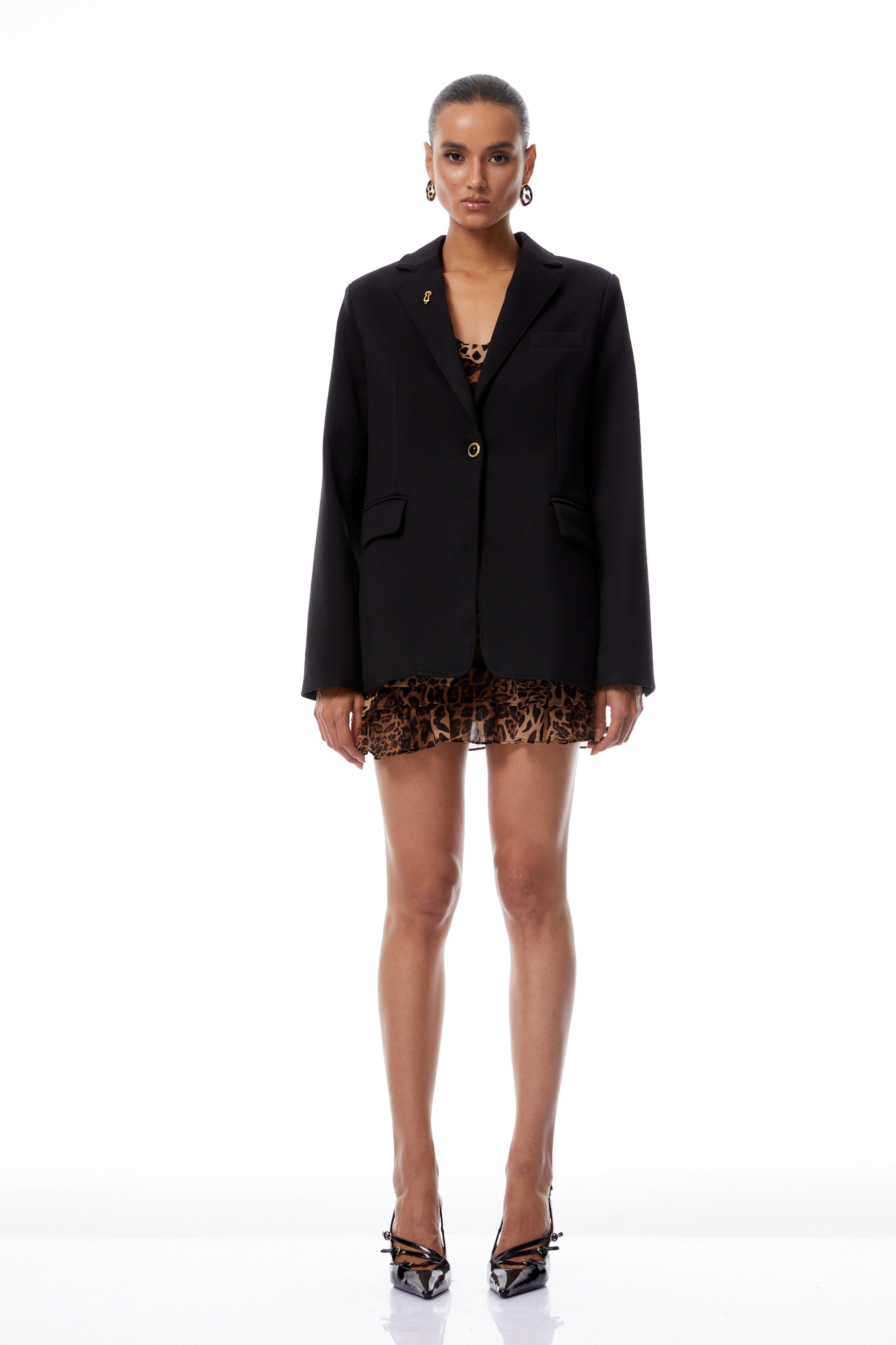 Zita Black Single-Breasted Oversized Blazer
