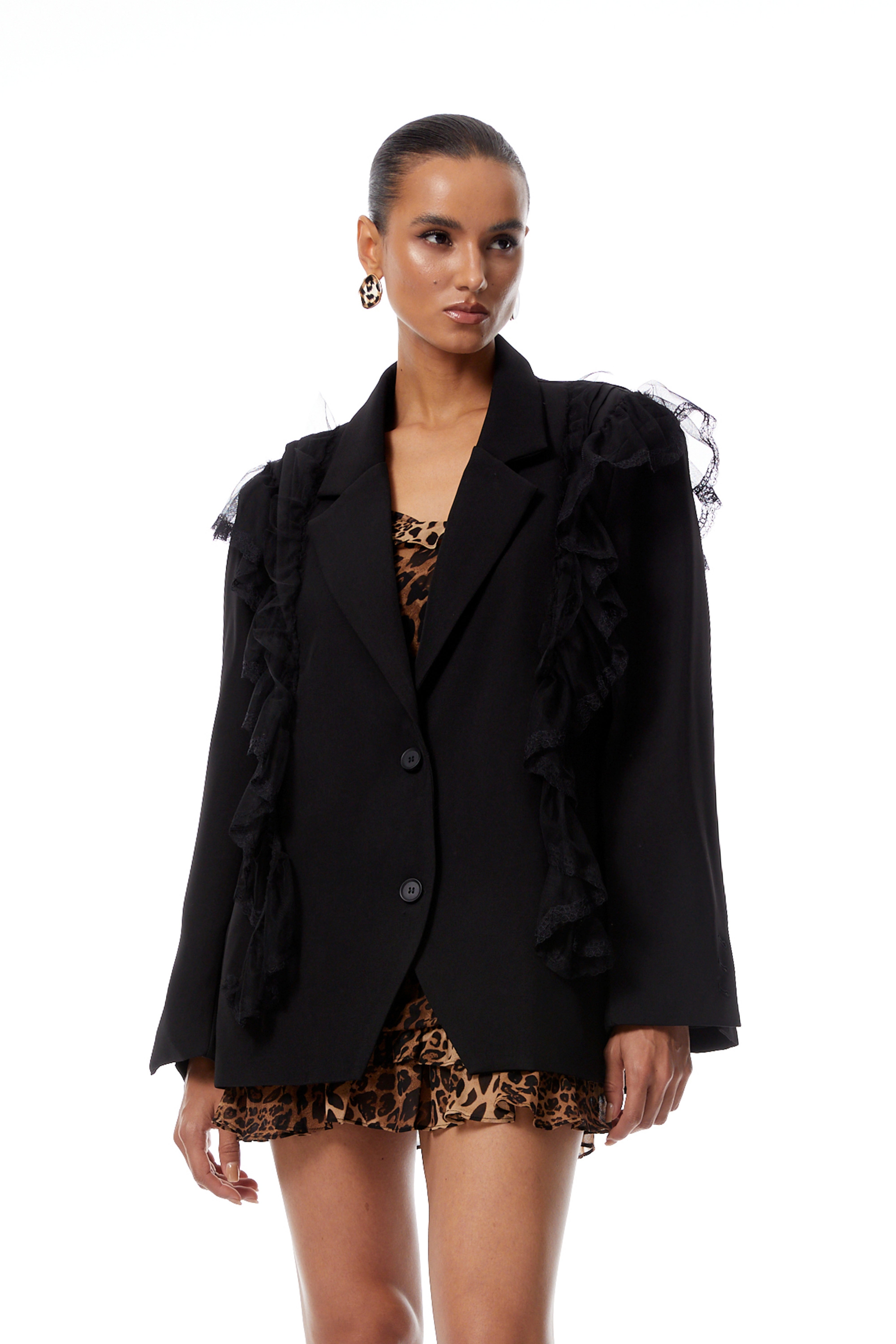 Rebecca Black Lace Panel Blazer
