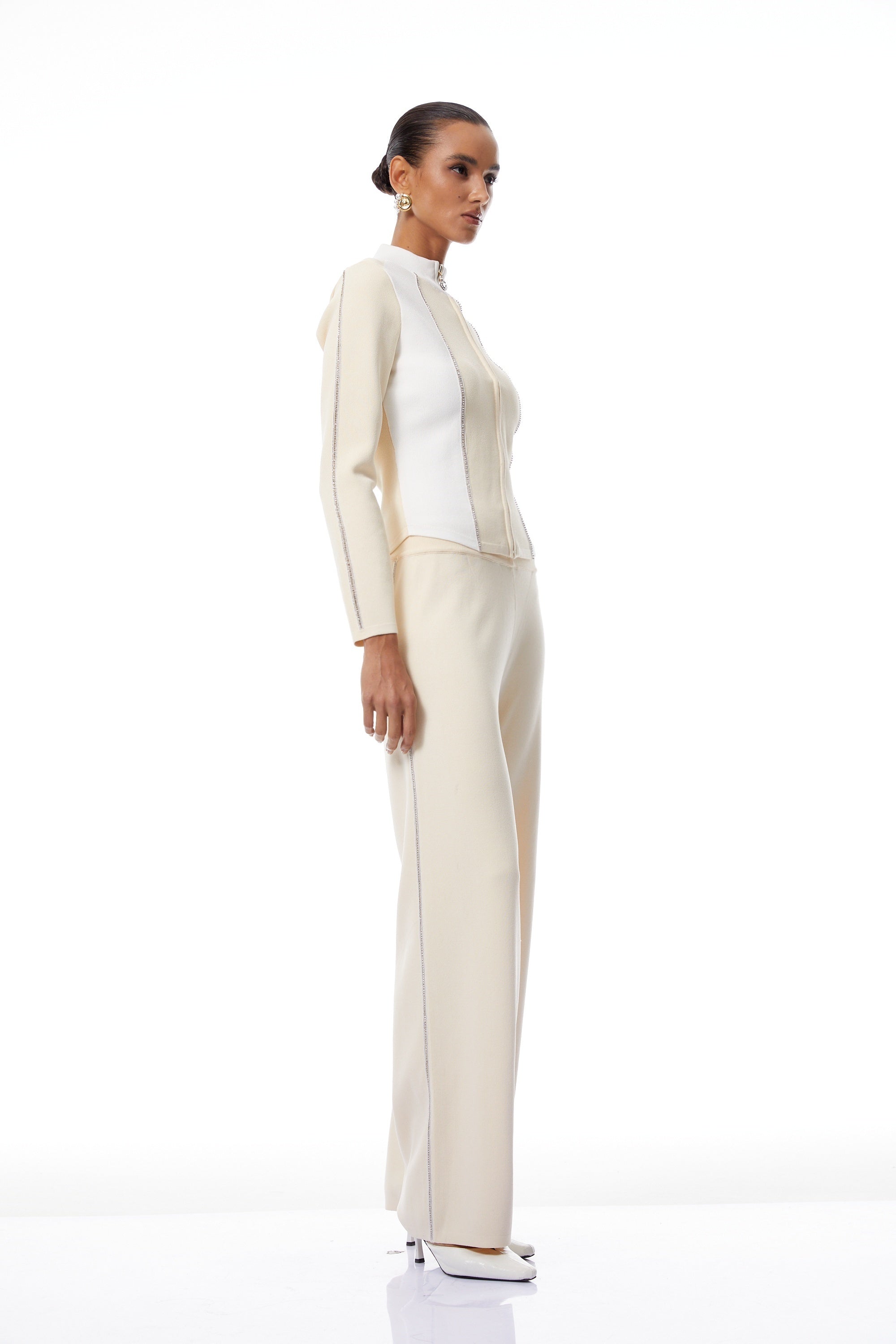 Kennedy Neutral Metallic Threaded Knit Co-ord Set