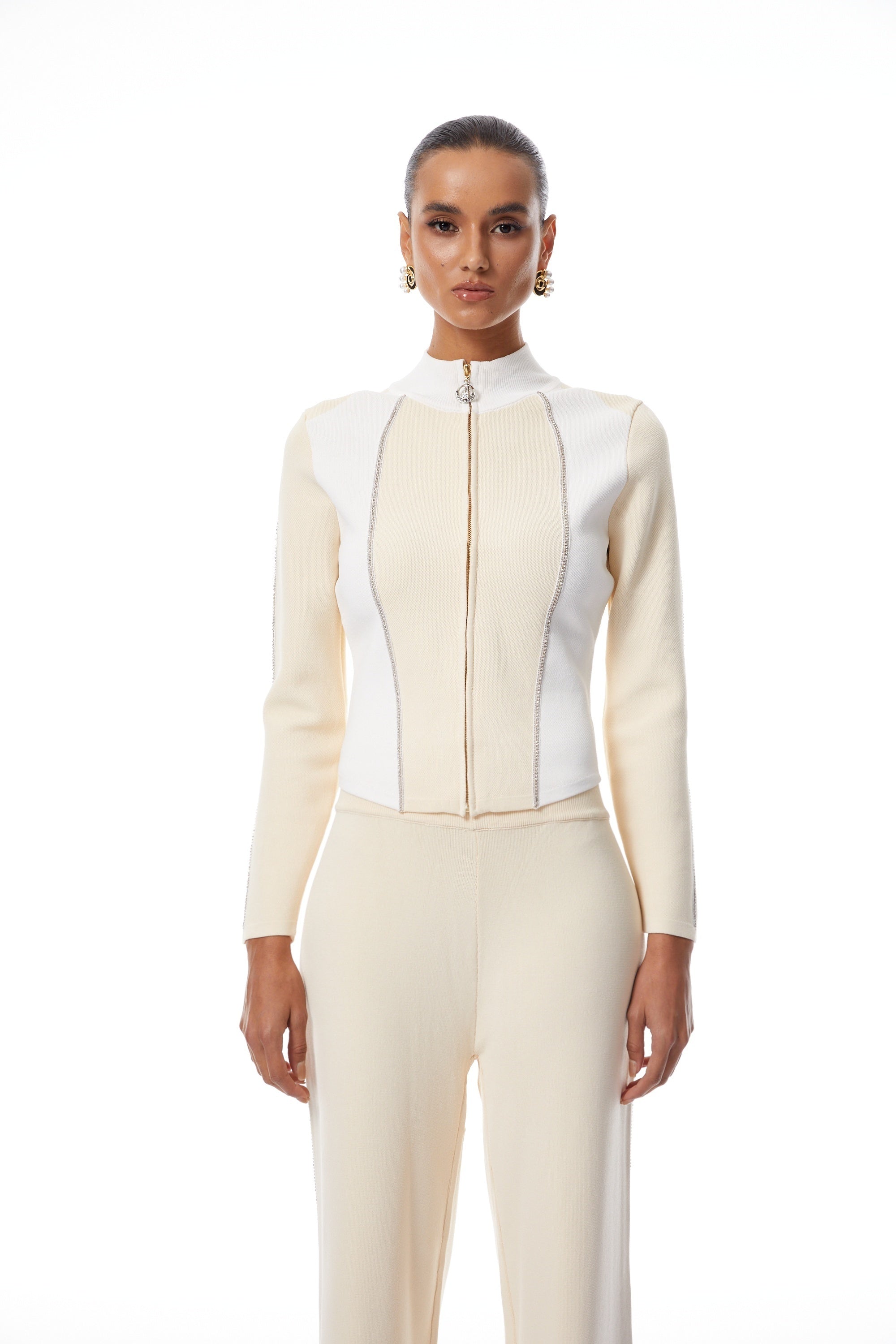 Kennedy Neutral Metallic Threaded Knit Co-ord Set