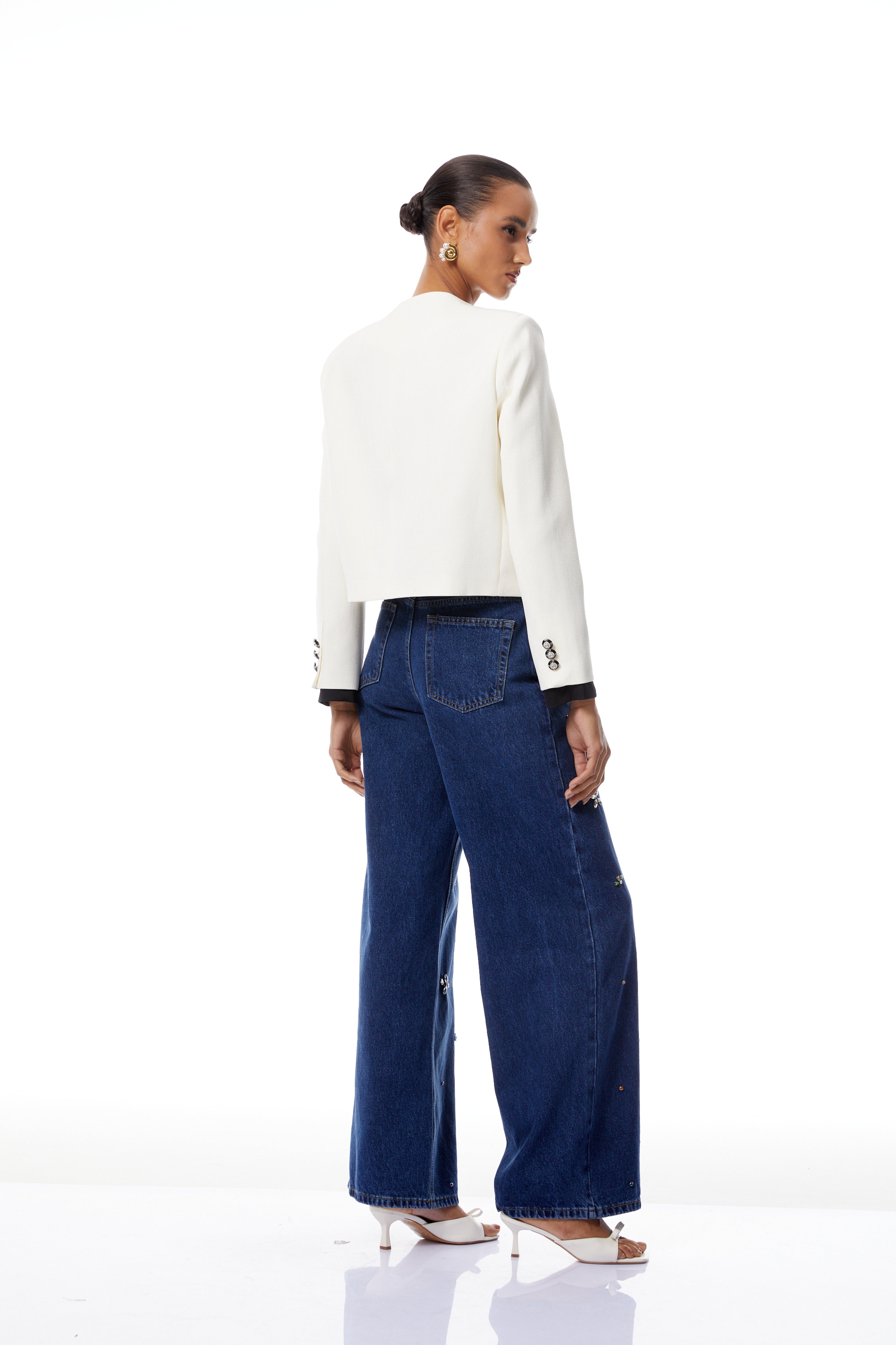 Vivienne White Ruffled Trim Short Jacket (Final Sale)
