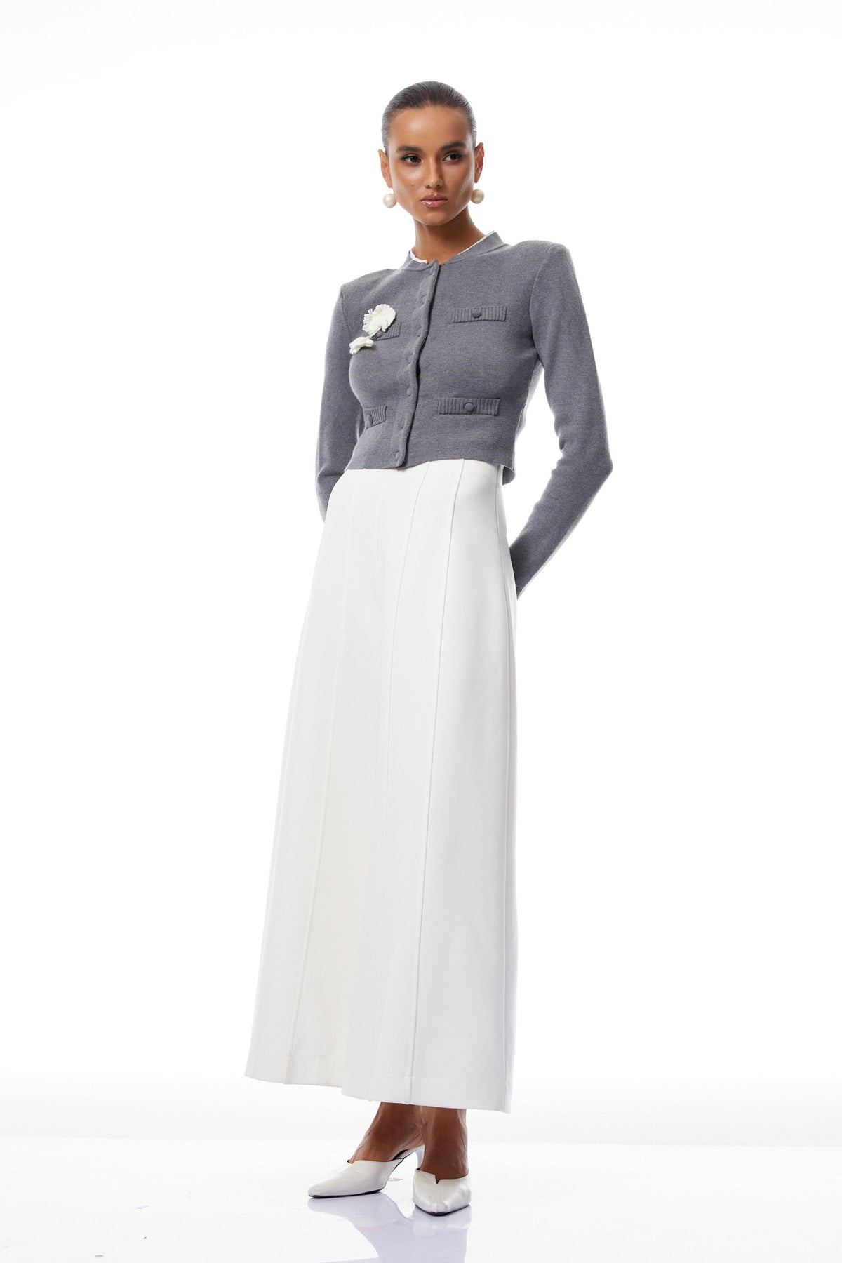 Lisette Grey 3D Petal Knit Cardigan