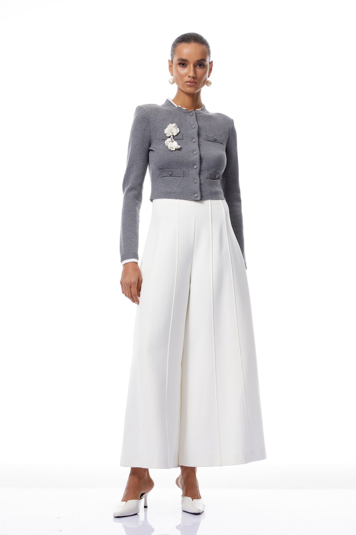 Lisette Grey 3D Petal Knit Cardigan (Final Sale-US Only)