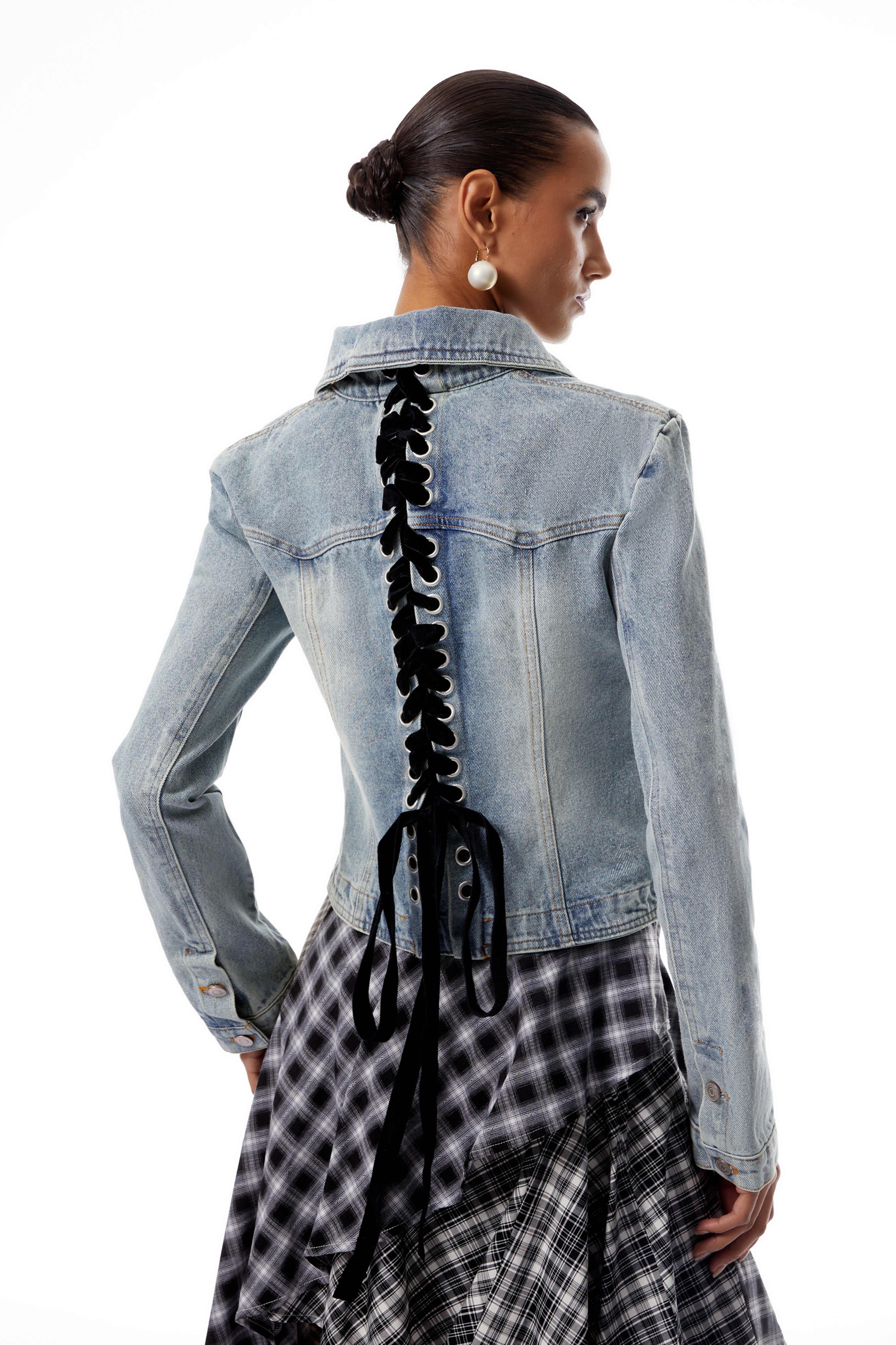 Zadie Blue Lace Up Denim Short Jacket