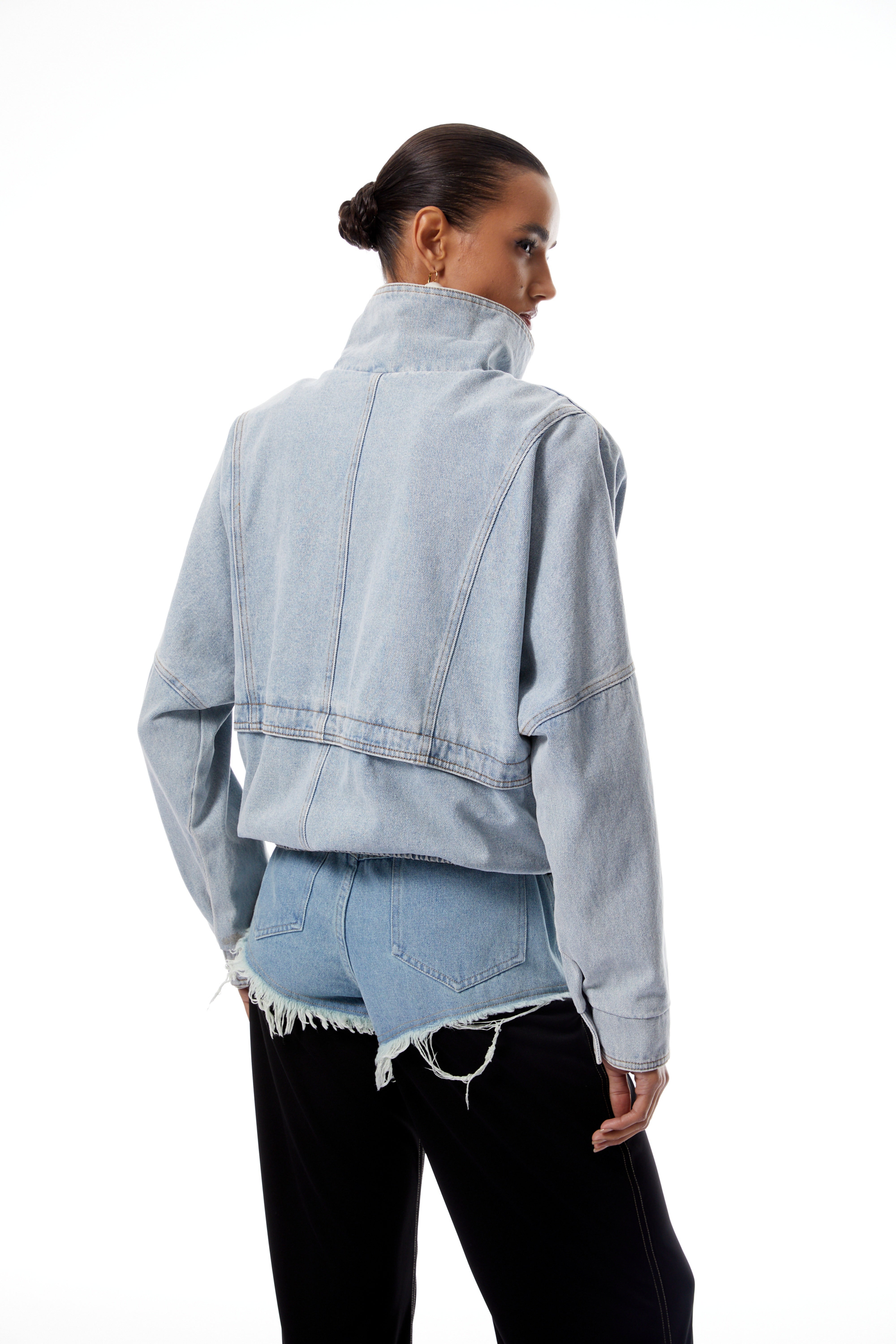Emilia Blue Layered Cargo Pocket Denim Jacket