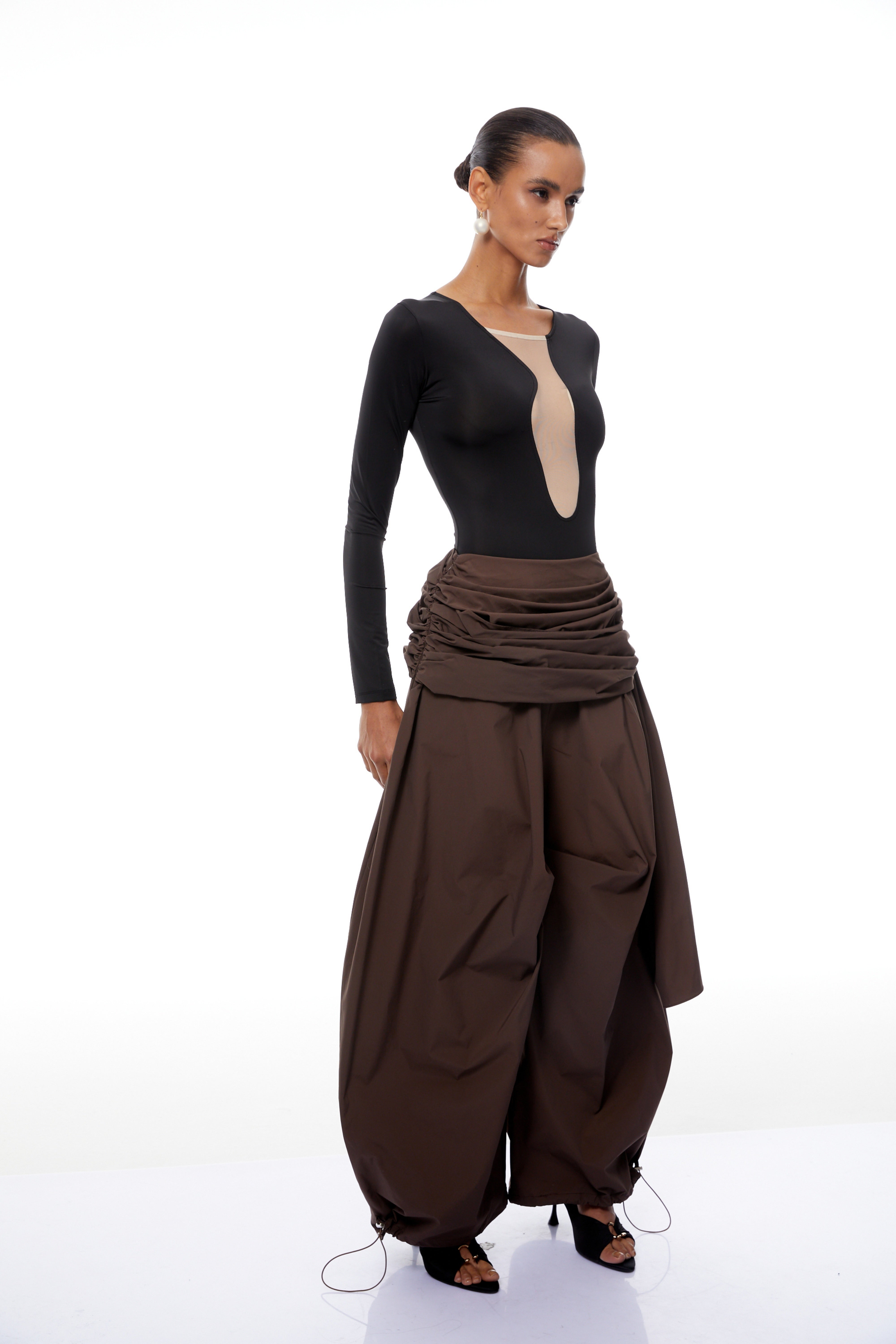 Sélène Black Mesh Panel Bodysuit